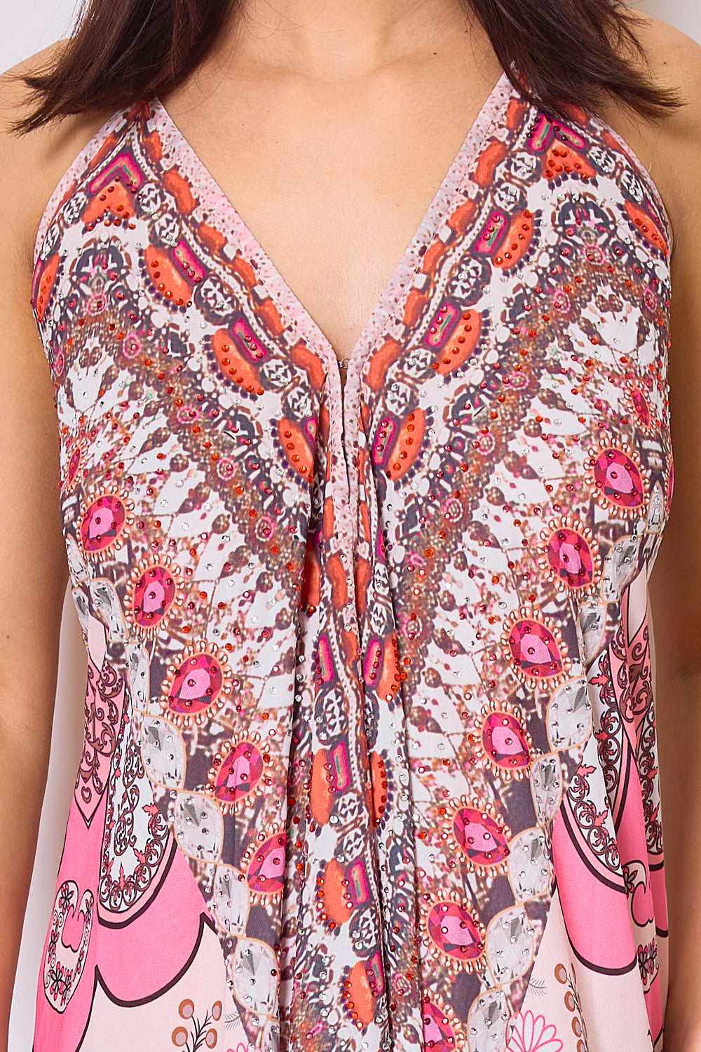 Robe longue imprimée avec strass - 5508