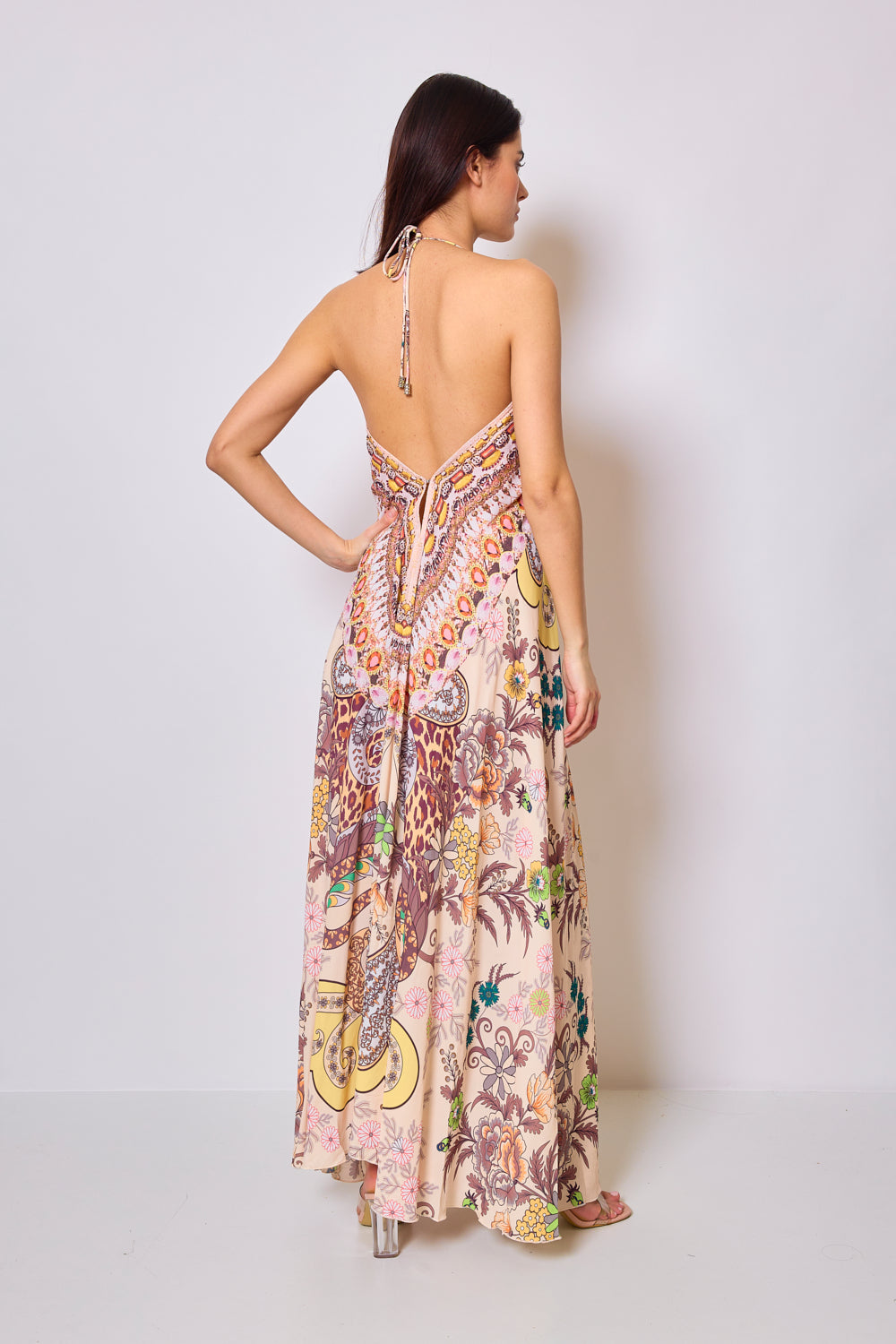 Robe longue imprimée avec strass - 5508