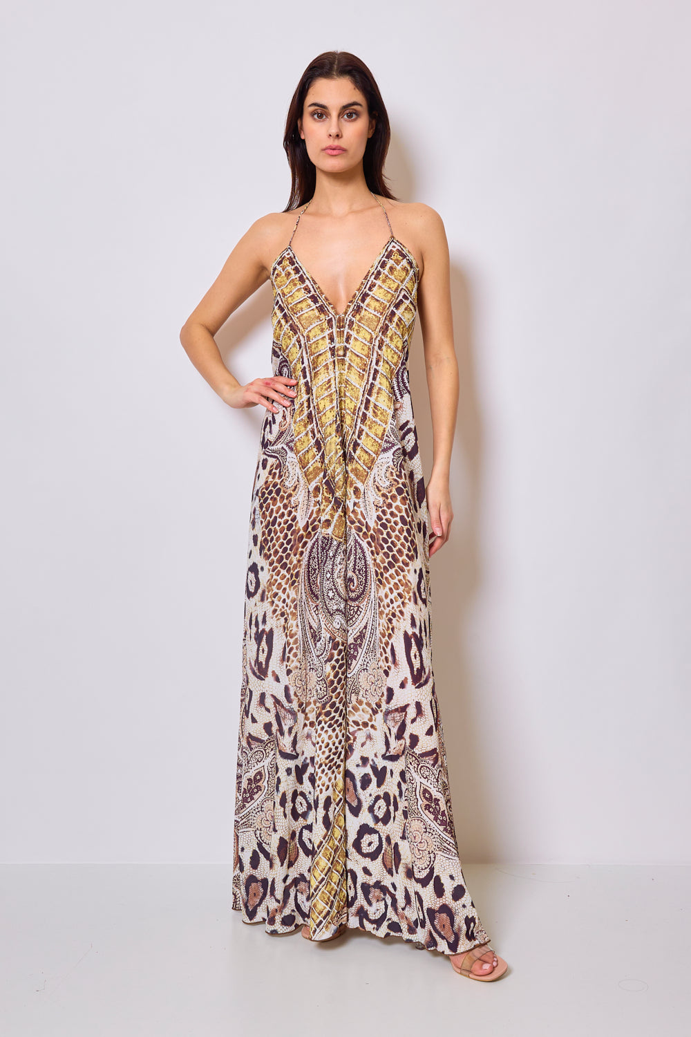 Robe longue imprimée avec strass - 5505