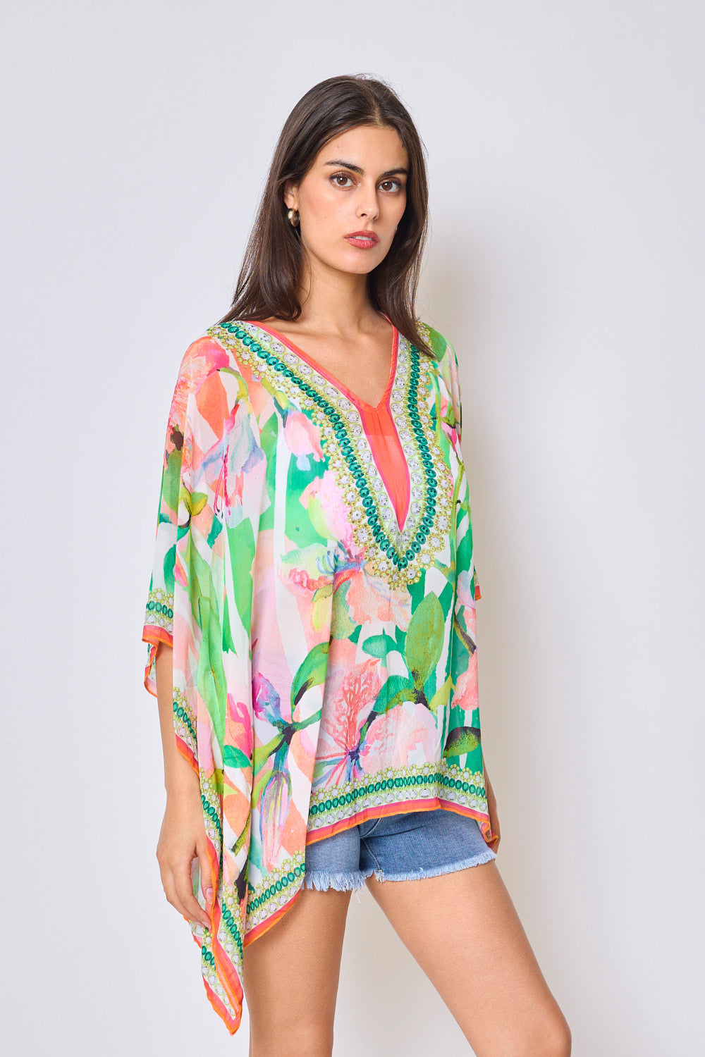 Printed top with rhinestones - 5396