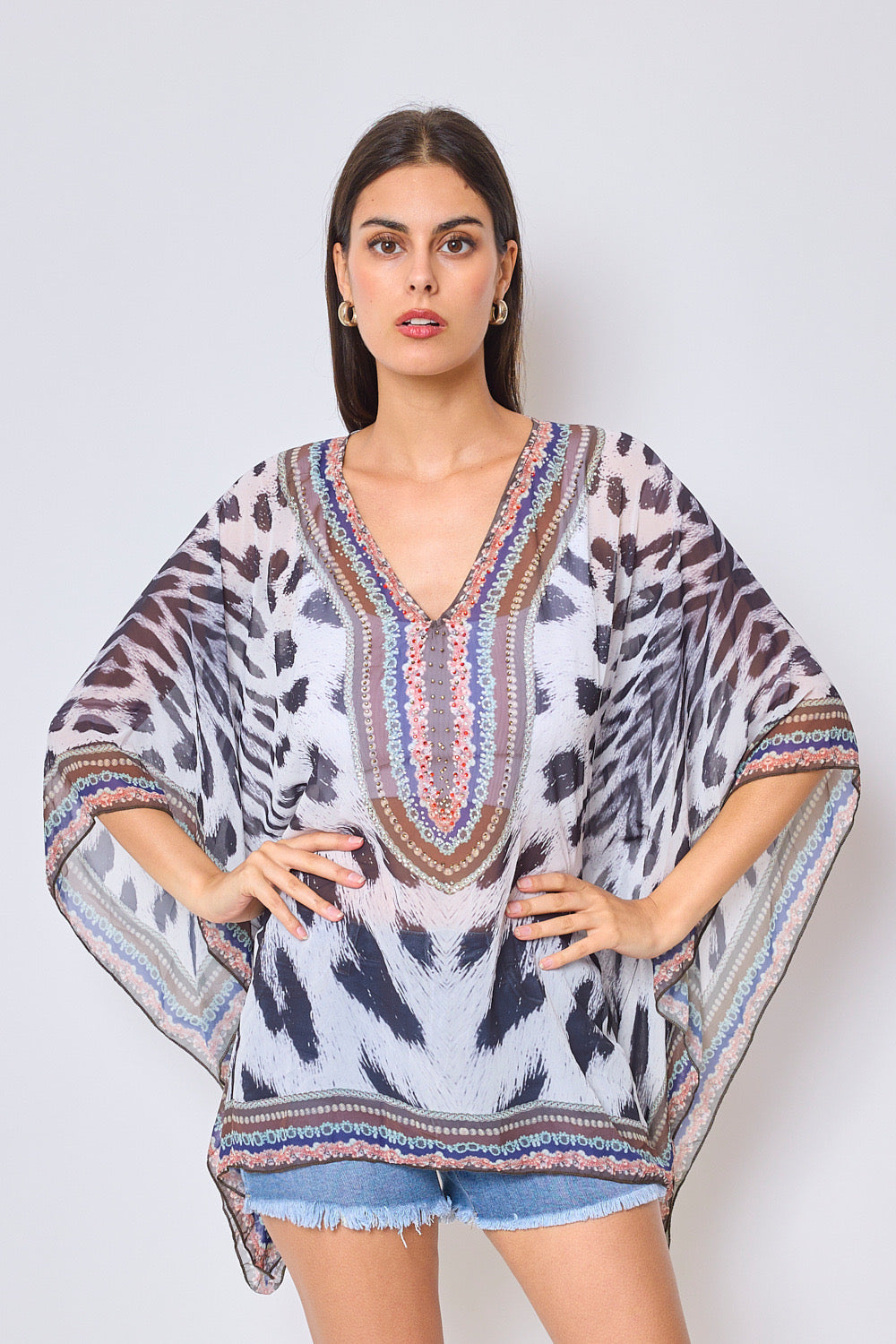 TOP IMPRIMÉ AVEC STRASS - 5377