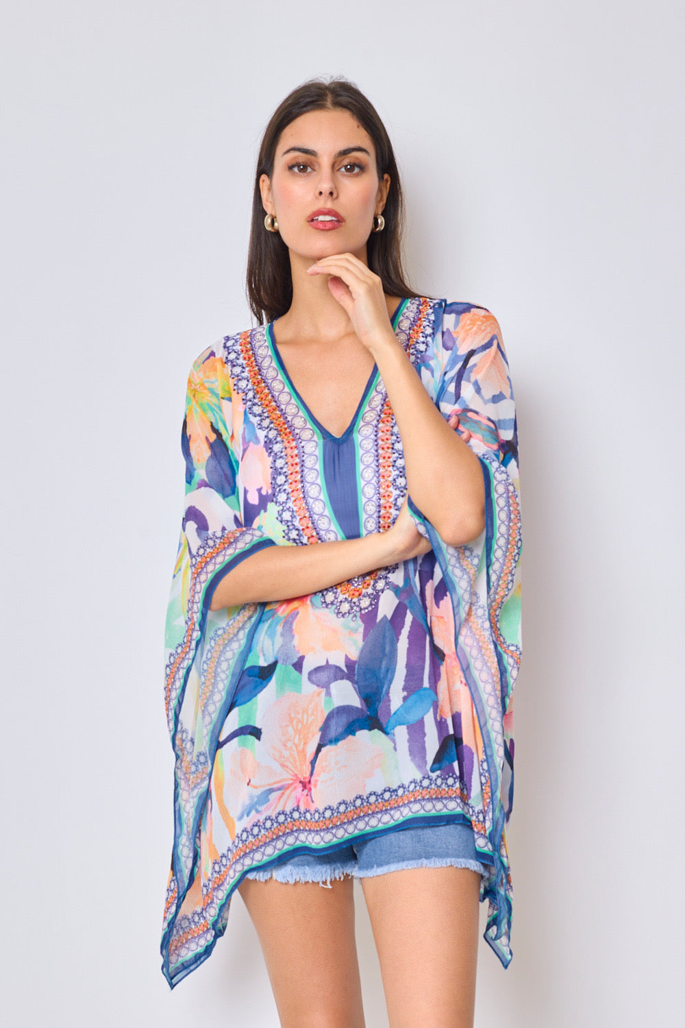 Printed top with rhinestones - 5396