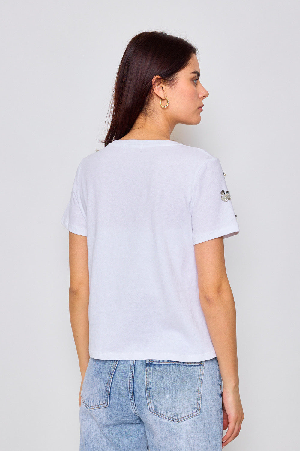 Cotton T-shirt with fancy flowers - 3072