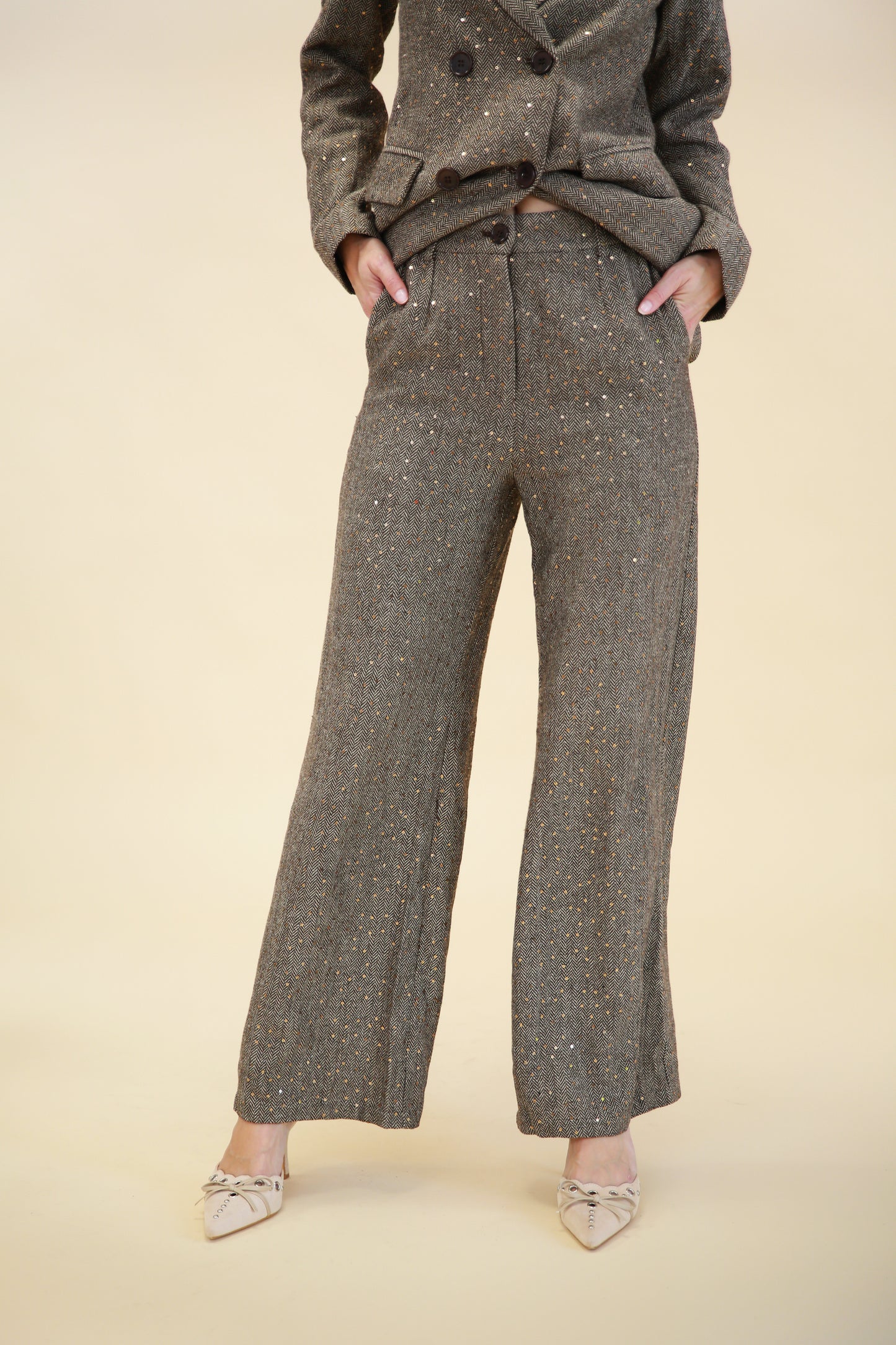 Pantalon évasé avec détails scintillants - 3097