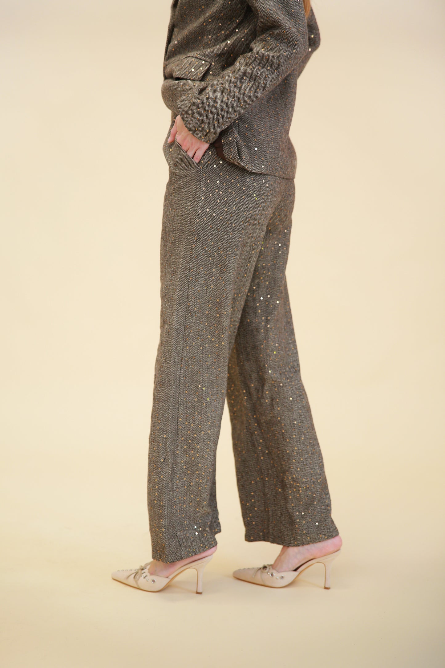 Pantalon évasé avec détails scintillants - 3097