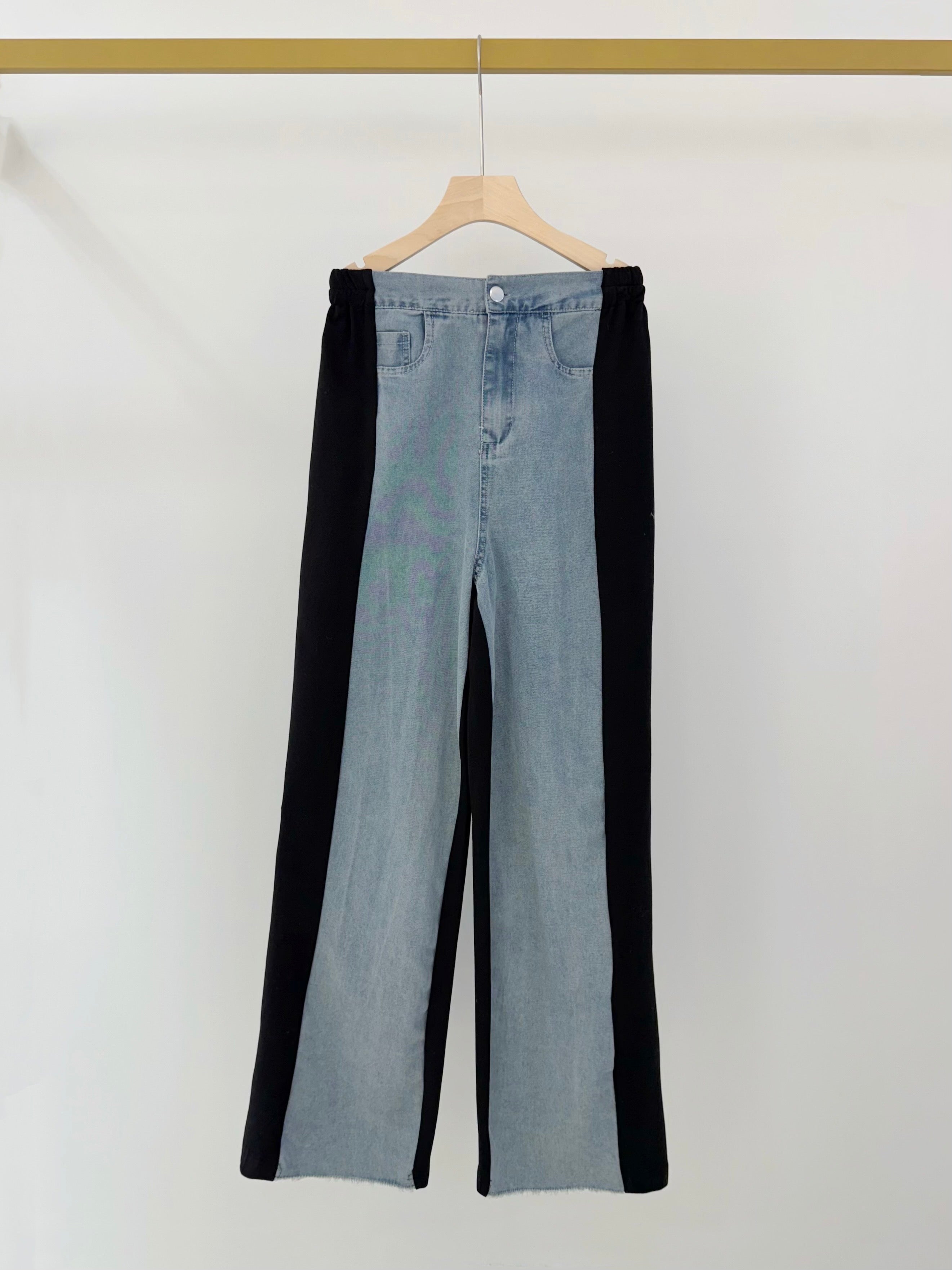 Pantalon bicolore denim et blanc - 2587