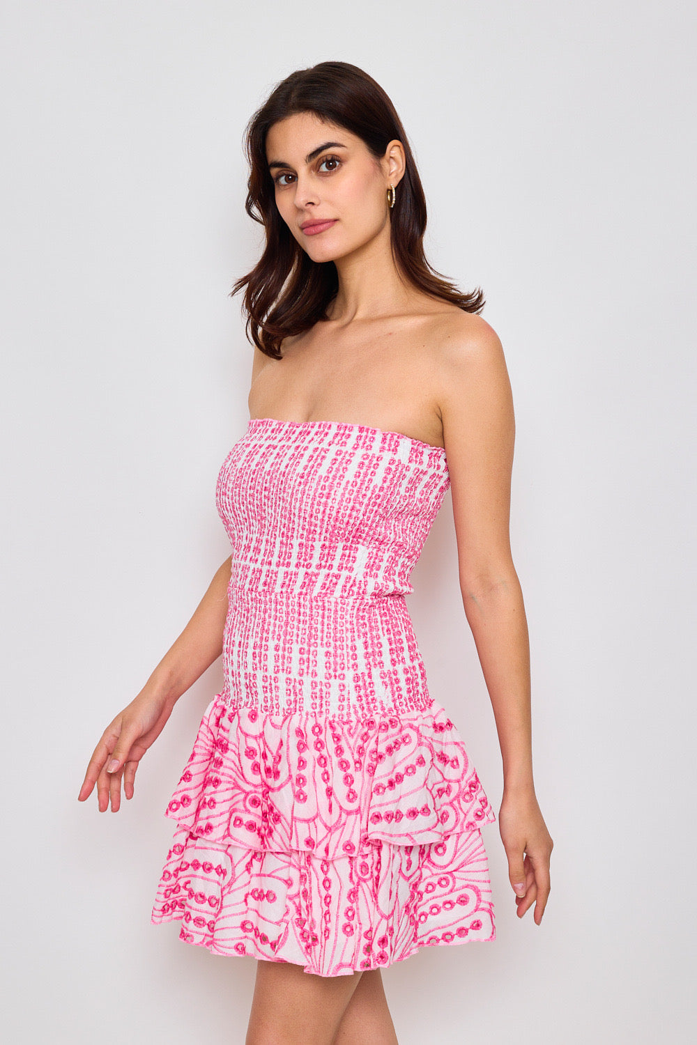 Strapless dress with English embroidery - 3067