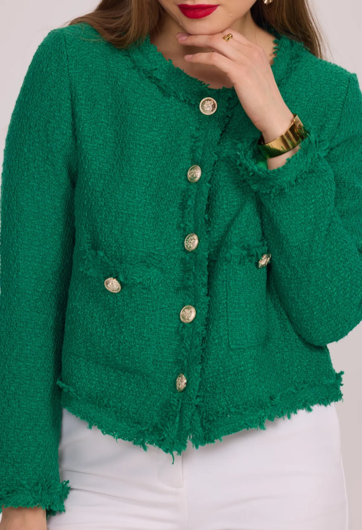 Veste en tweed avec boutons dorés - 2201