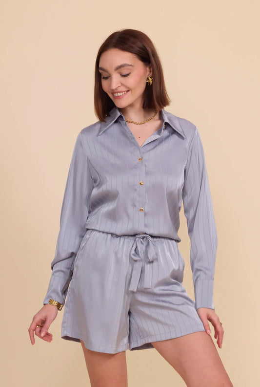 Chemise satinée à rayures - 3060