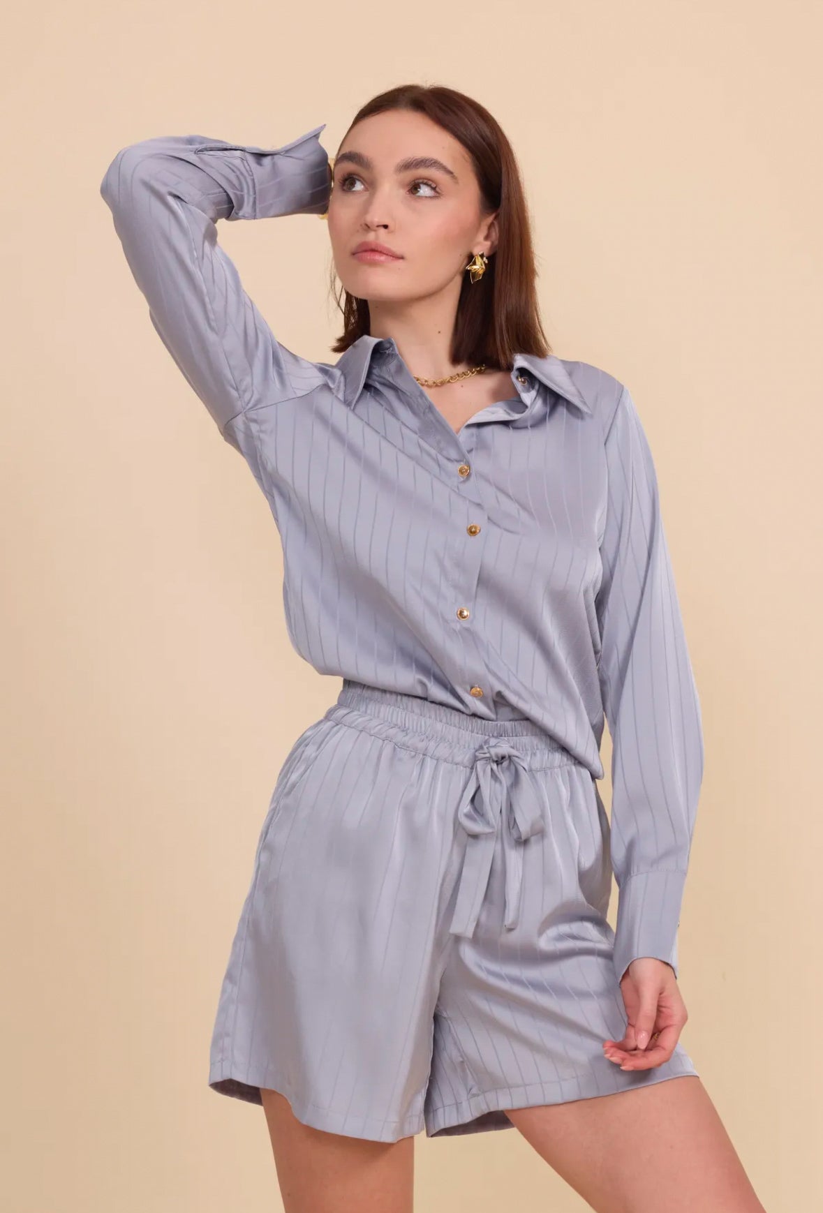 Chemise satinée à rayures - 3060