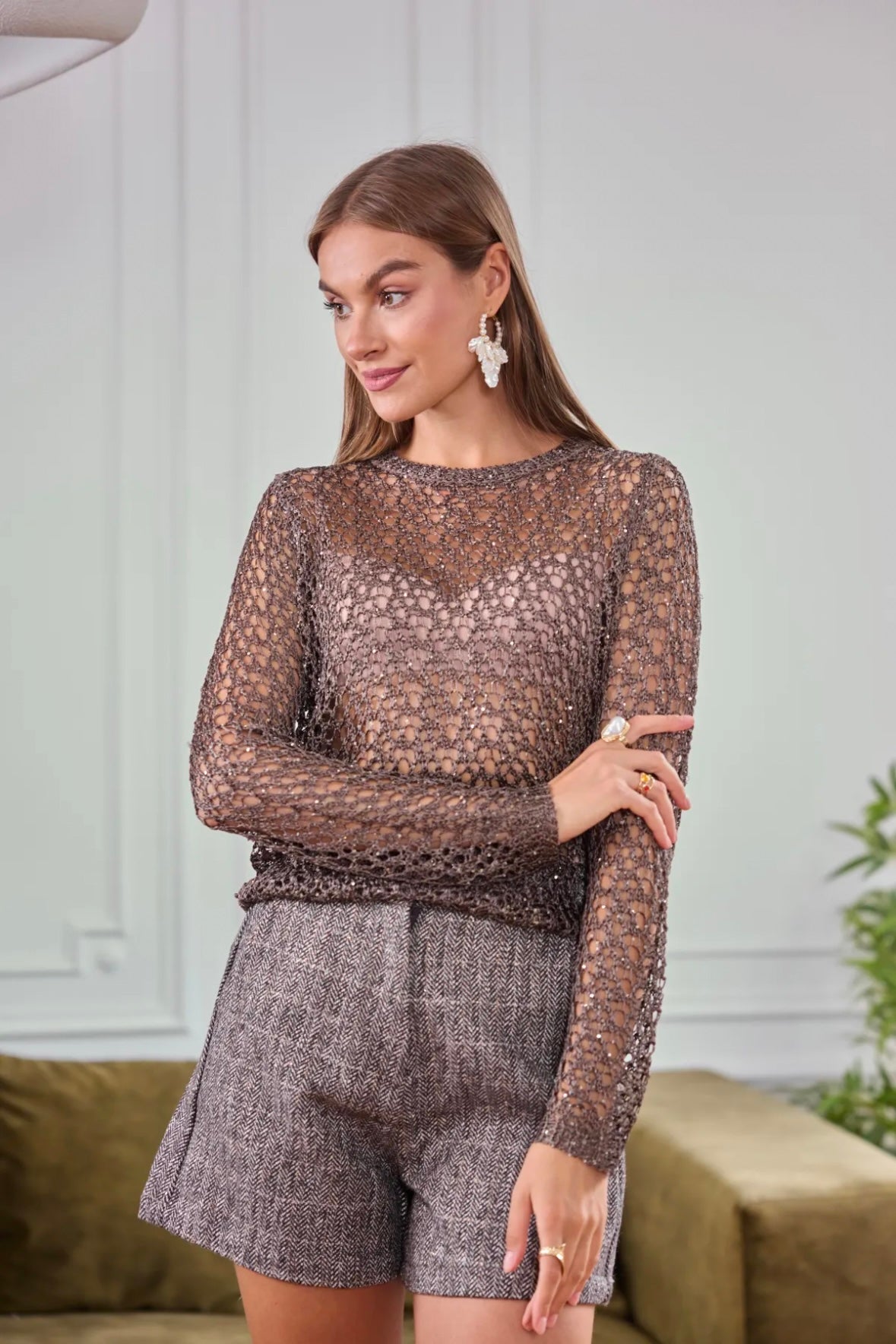 Top crochet métallisé - 2358