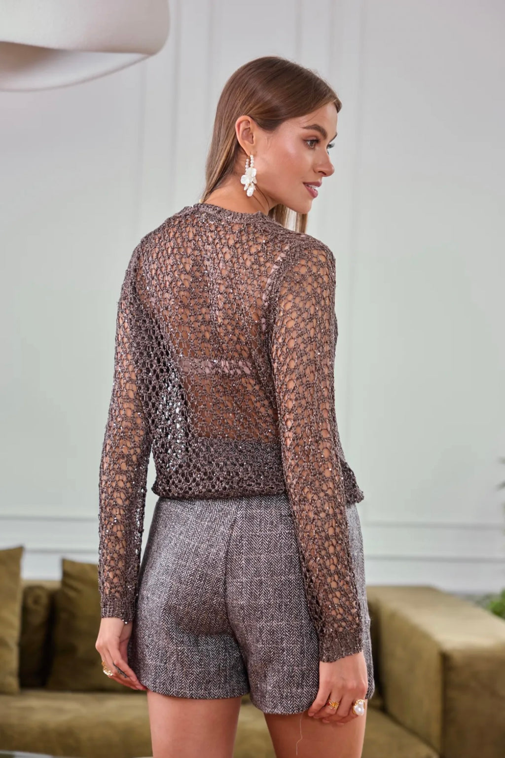 Top crochet métallisé - 2358