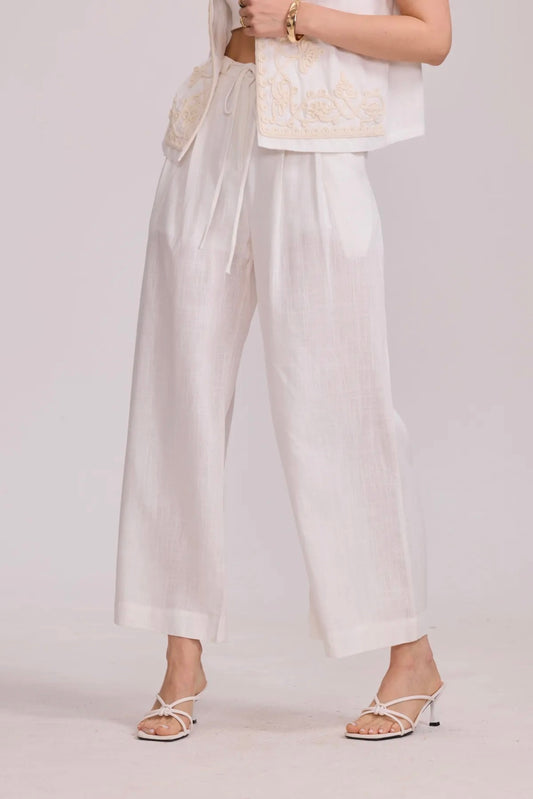 Pantalon coupe large en coton et lin - 2431