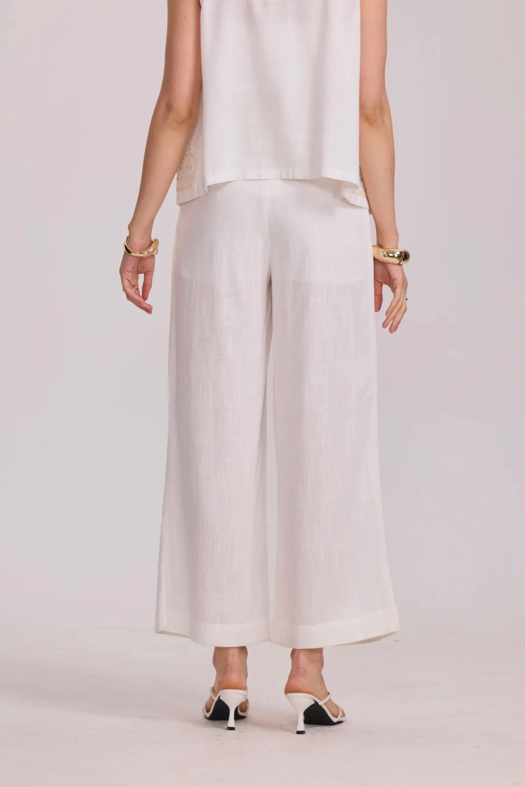 Pantalon coupe large en coton et lin - 2431