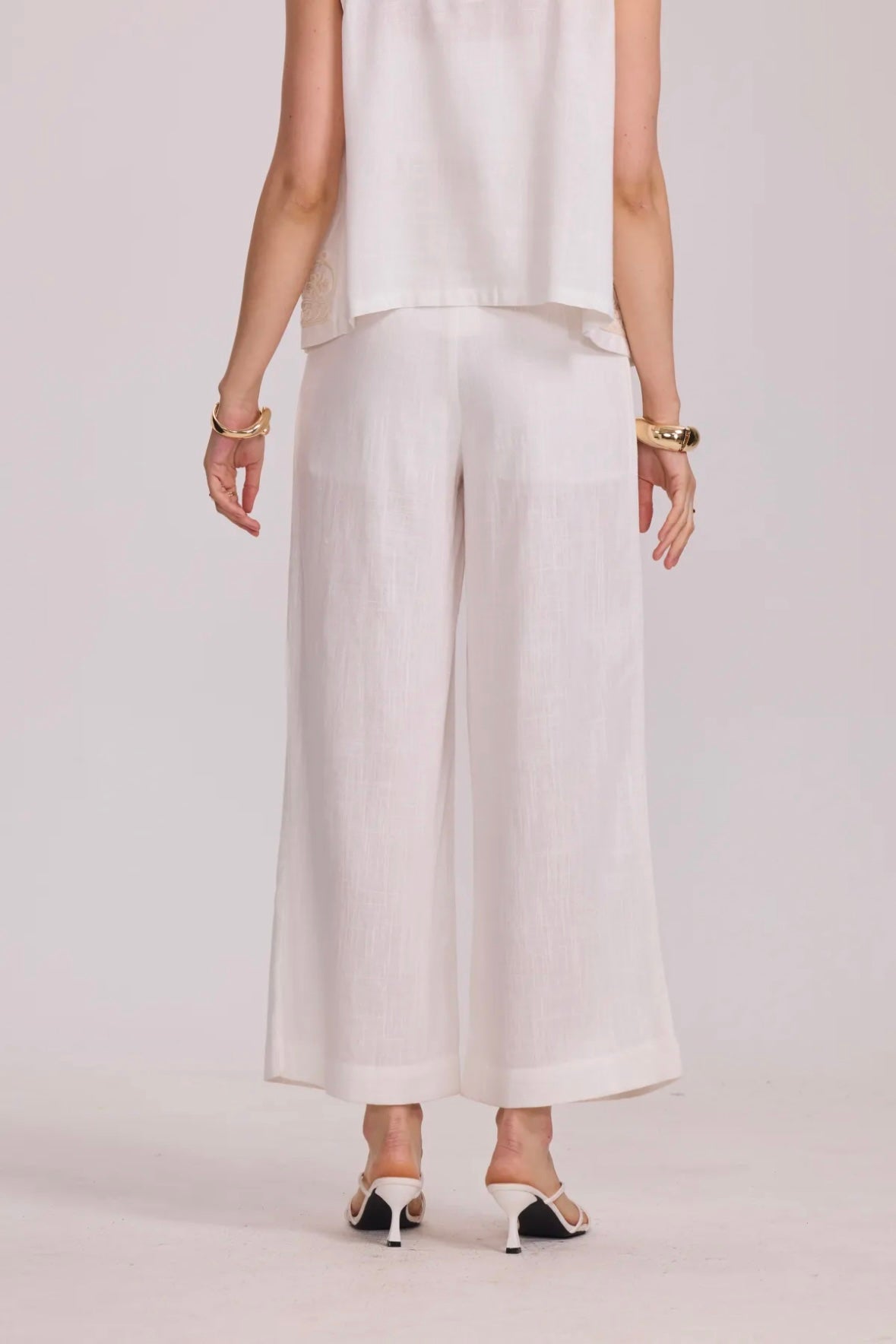 Pantalon coupe large en coton et lin - 2431