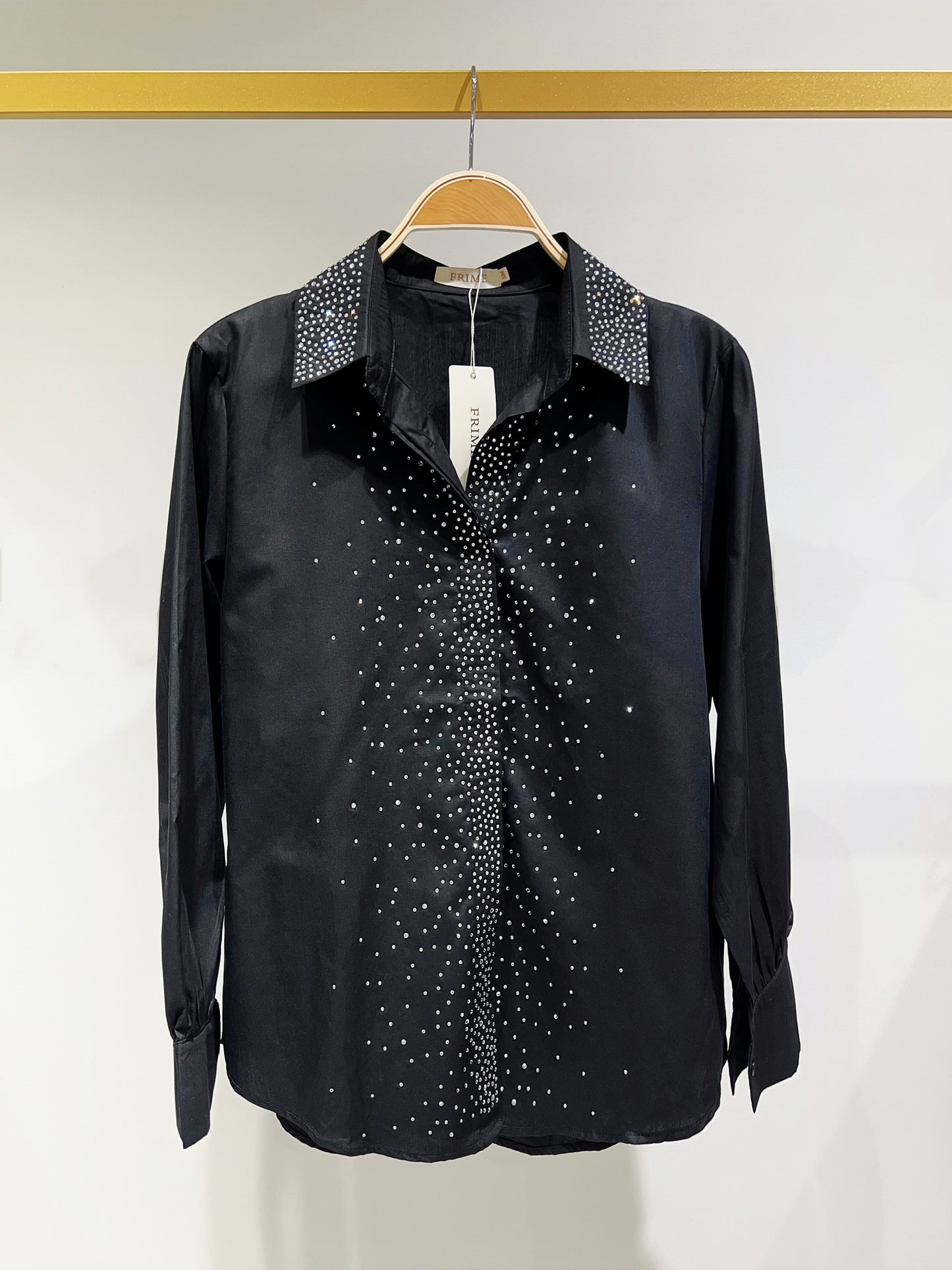 Chemise en popeline oversize avec strass appliqués - 2481