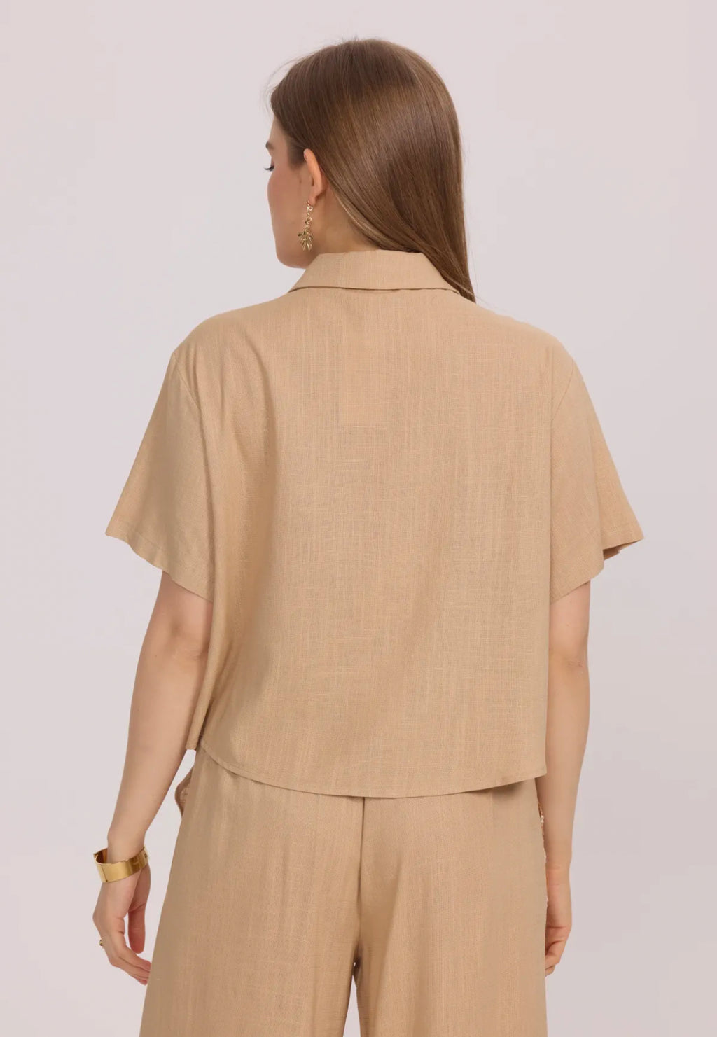 Chemise fleurie beige - 5608