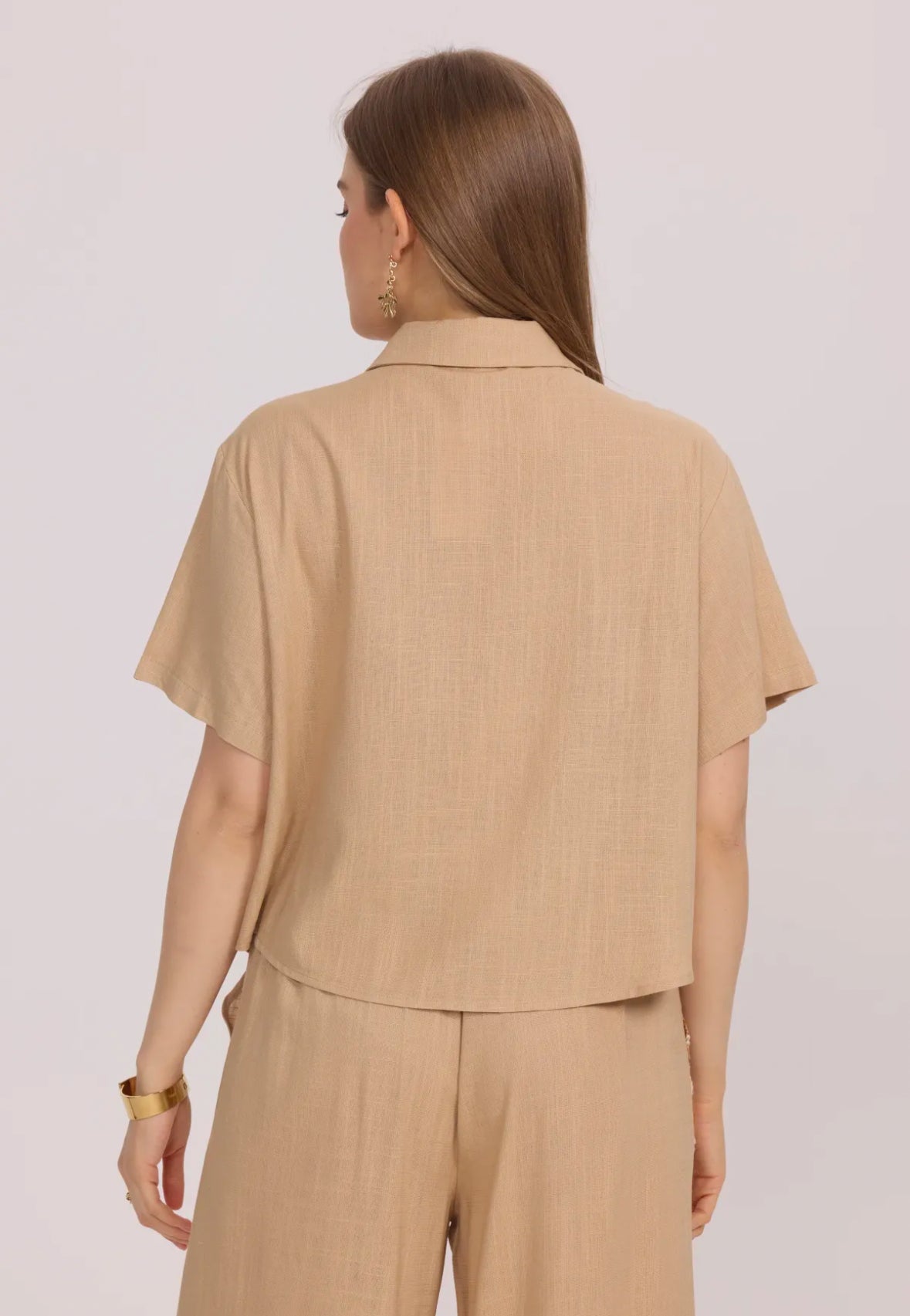 Chemise fleurie beige - 5608