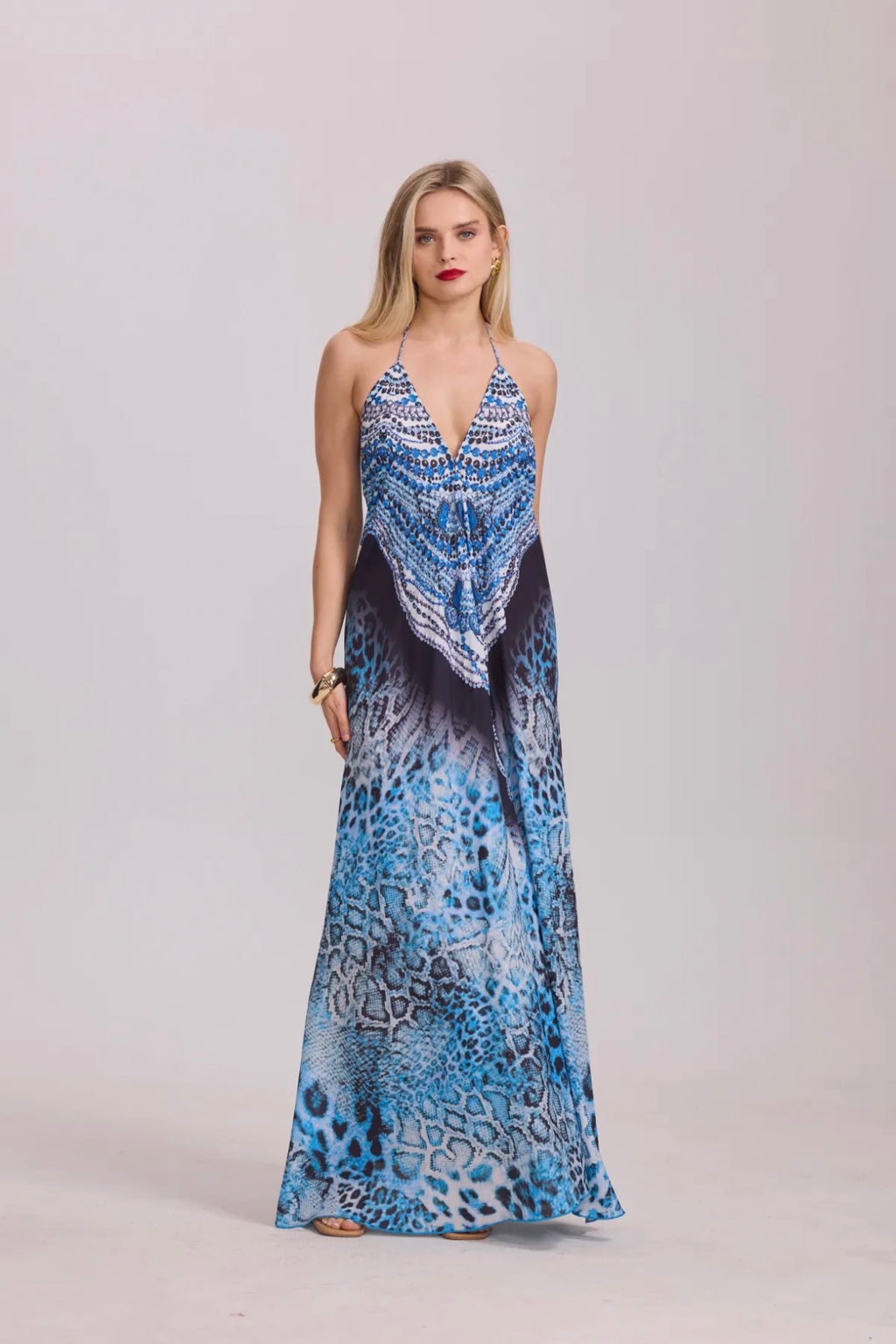 Robe longue imprimée avec strass - 5511