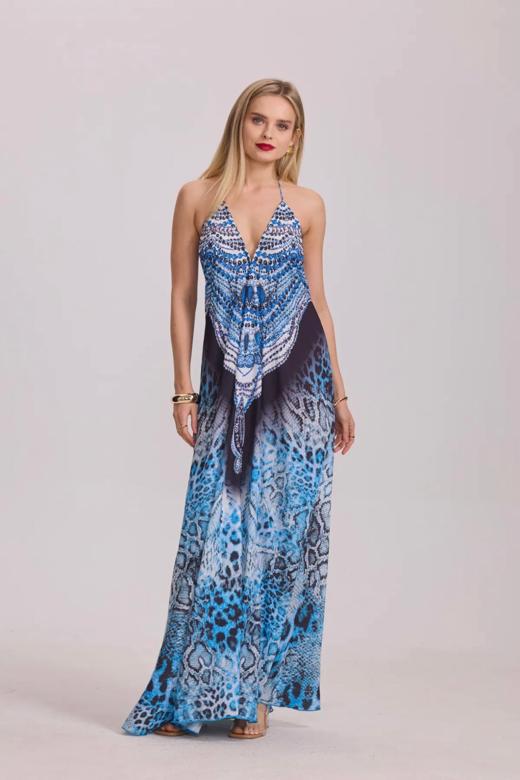 Robe longue imprimée avec strass - 5511