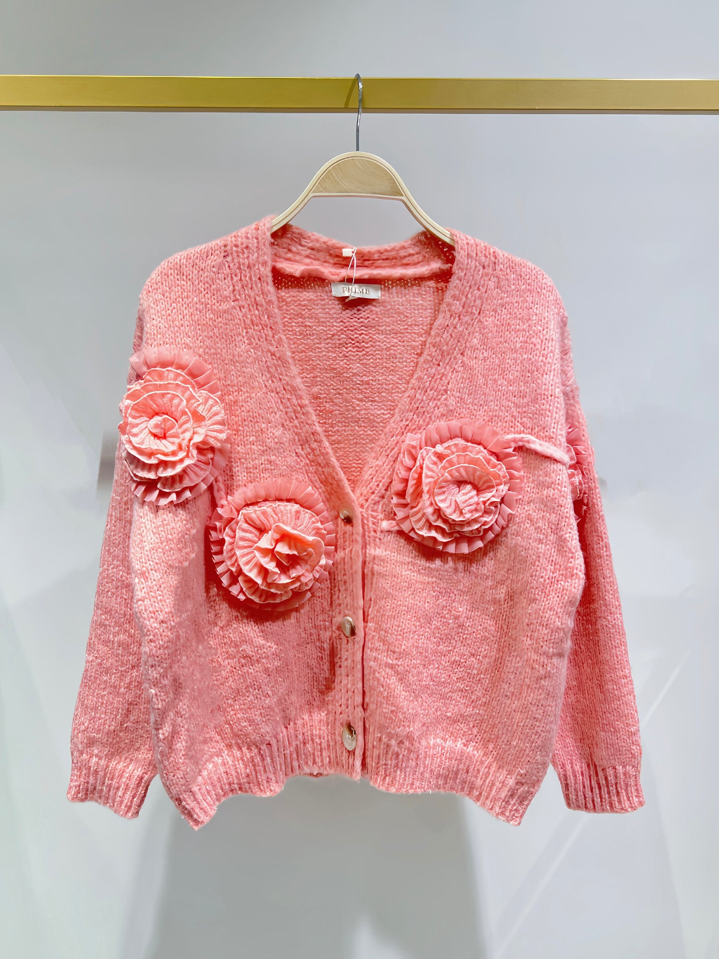 Cardigan en maille avec fleurs en relief - 2657