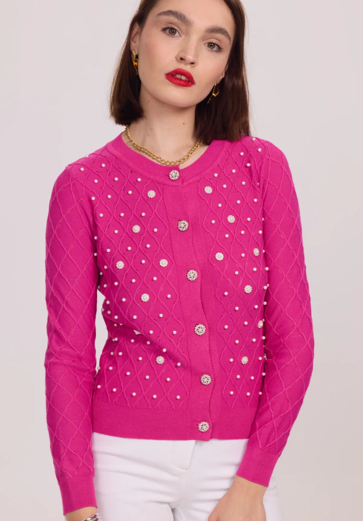 Cardigan en maille fine - 557-GILET