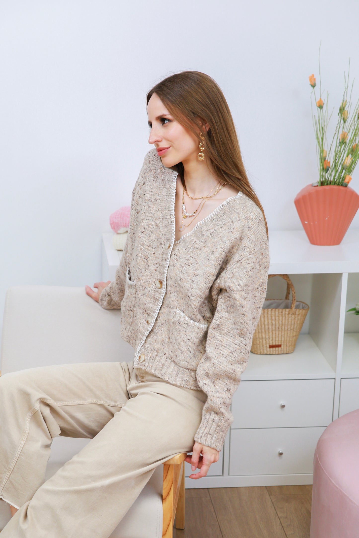 Cardigan avec bordures contrastantes - 5380