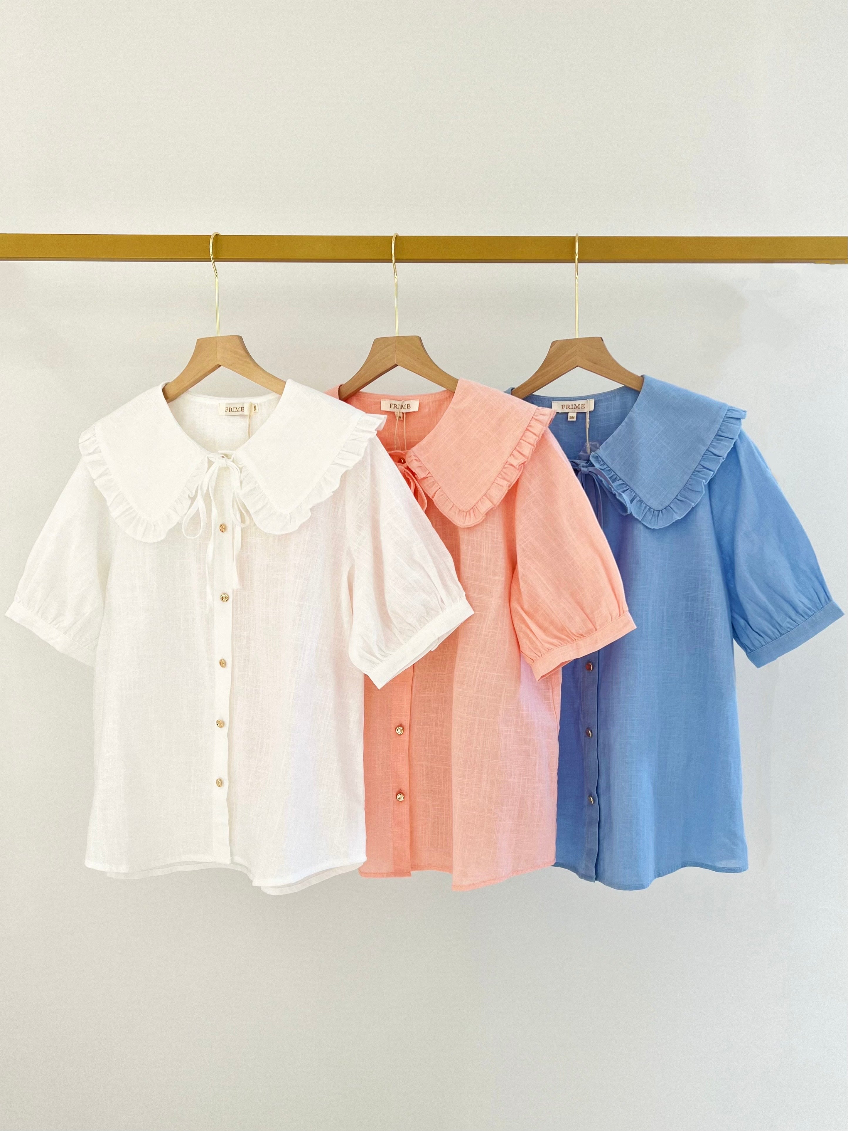 Blouse à col Claudine volanté - 5620