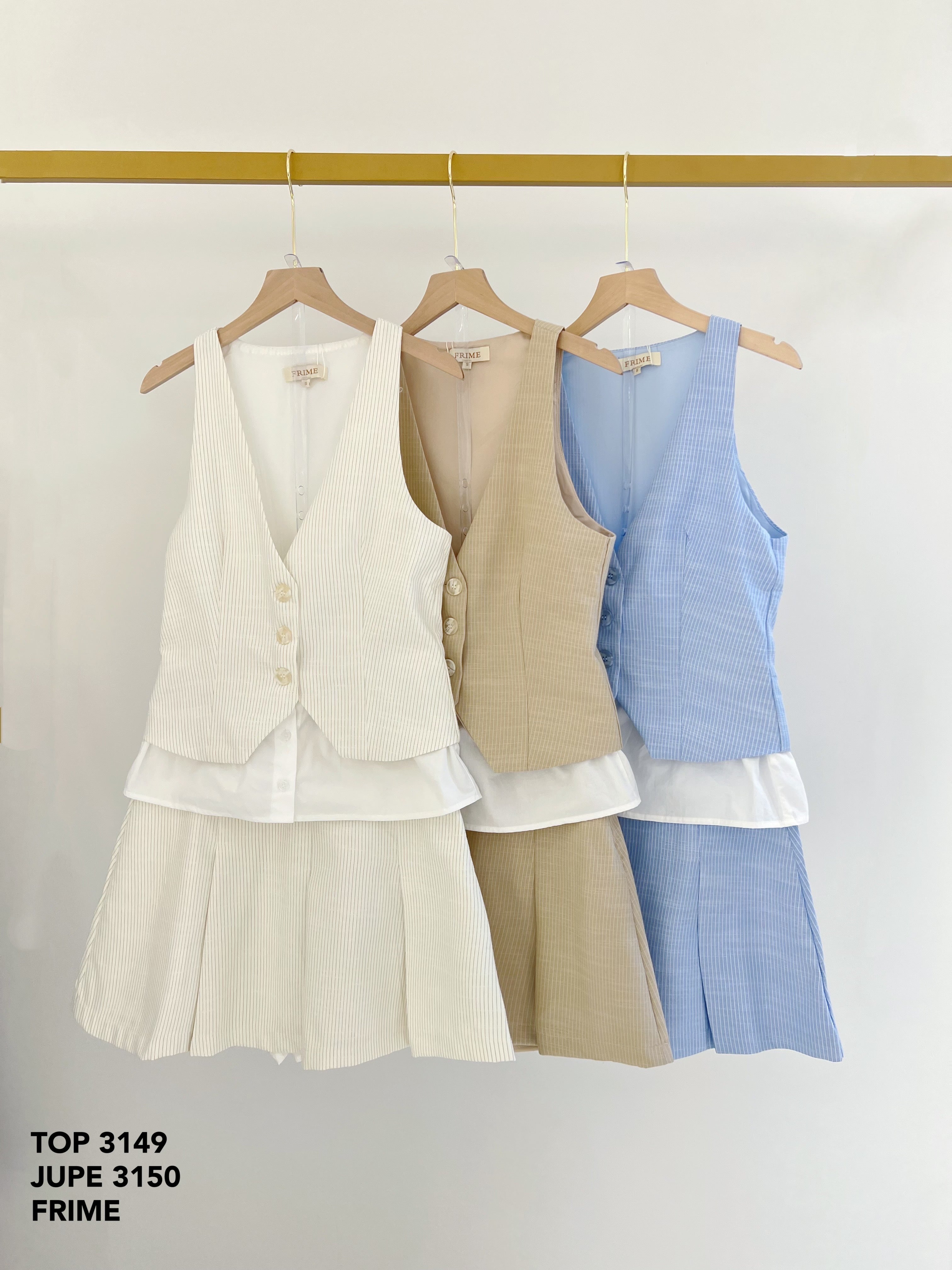Gilet sans manches rayé avec détail chemise intégrée - 3149