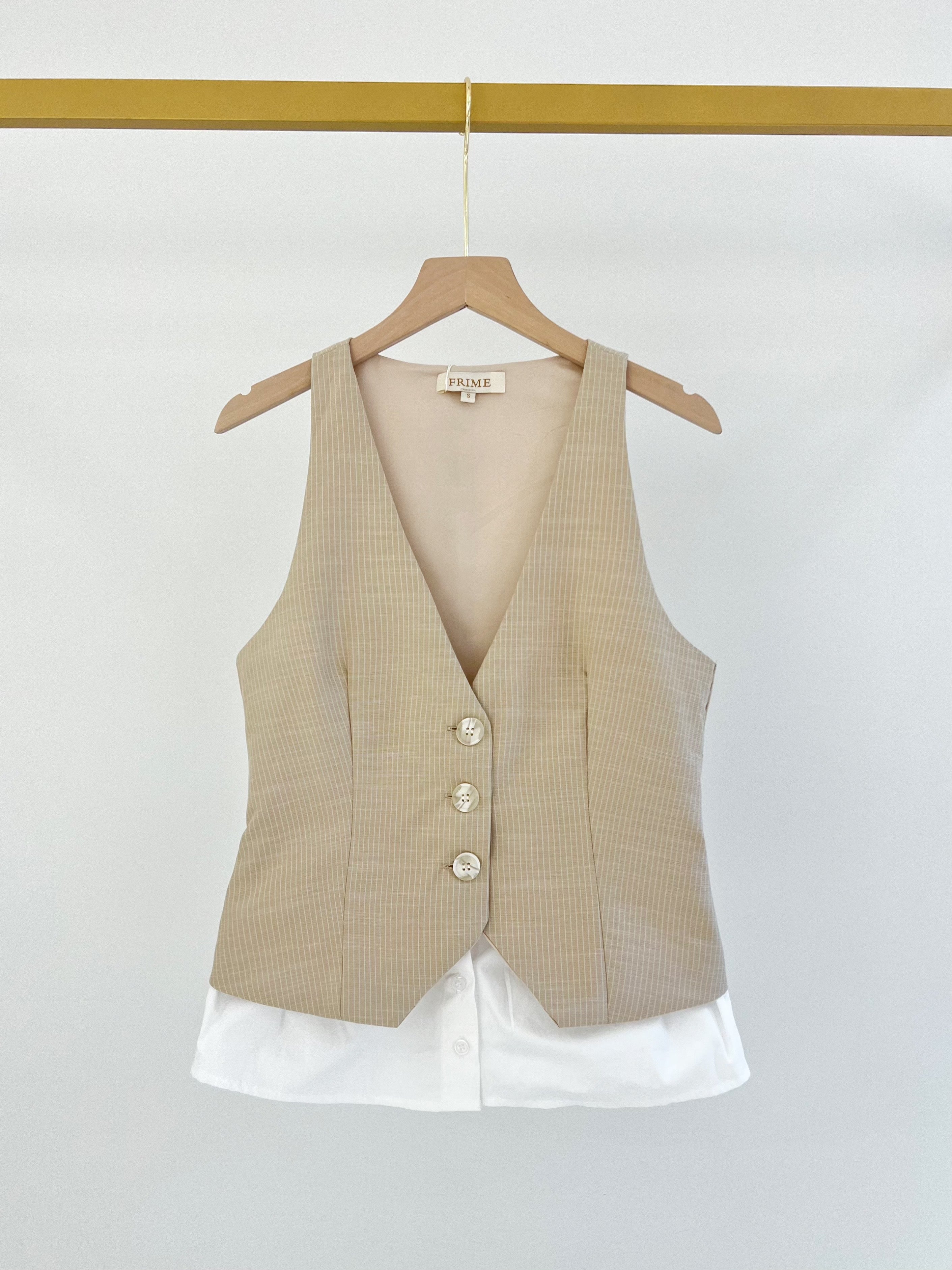 Gilet sans manches rayé avec détail chemise intégrée - 3149