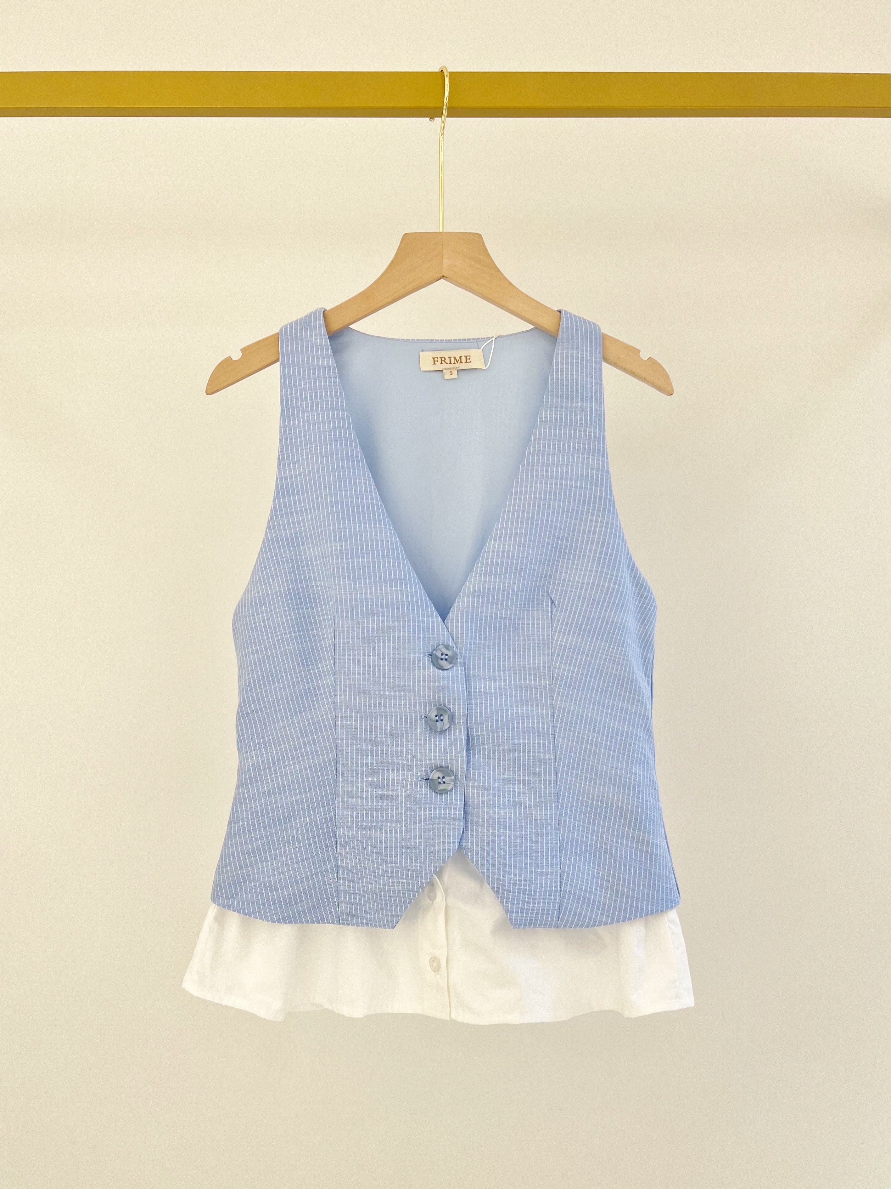 Gilet sans manches rayé avec détail chemise intégrée - 3149