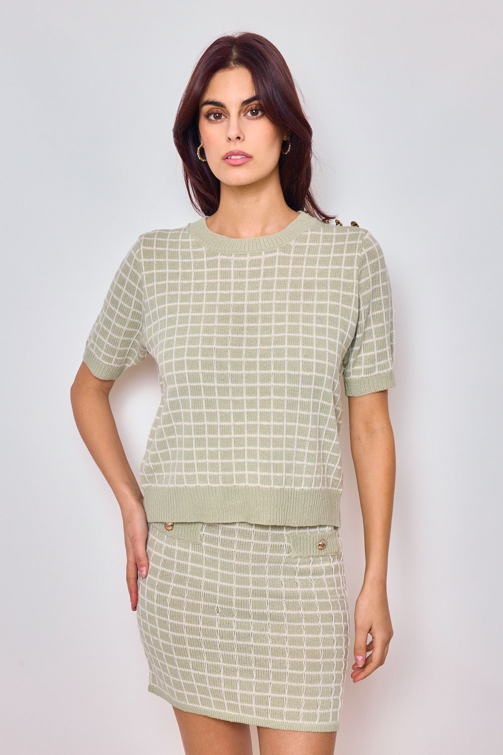Top en maille à carreaux - 2363