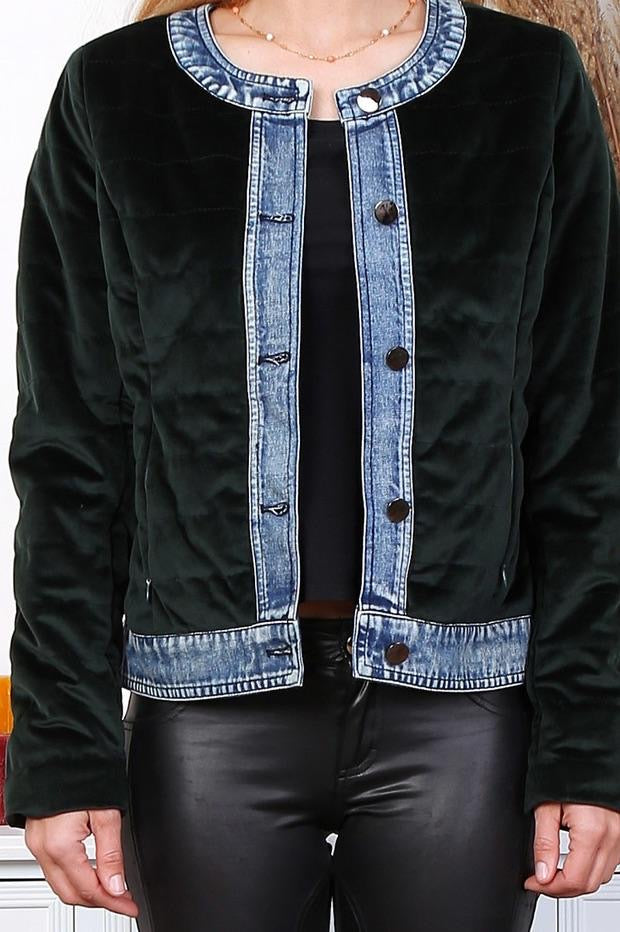 Velvet jacket with denim details - 1625