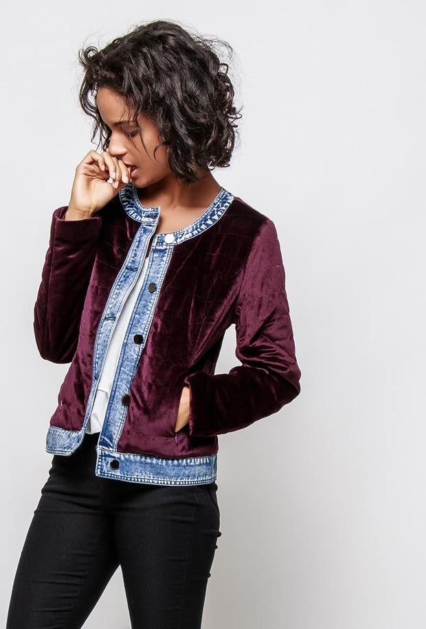 Velvet jacket with denim details - 1625