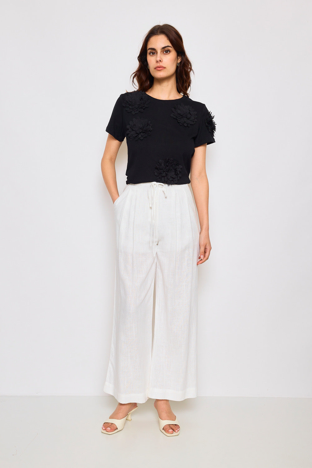 Pantalon coupe large en coton et lin 2431