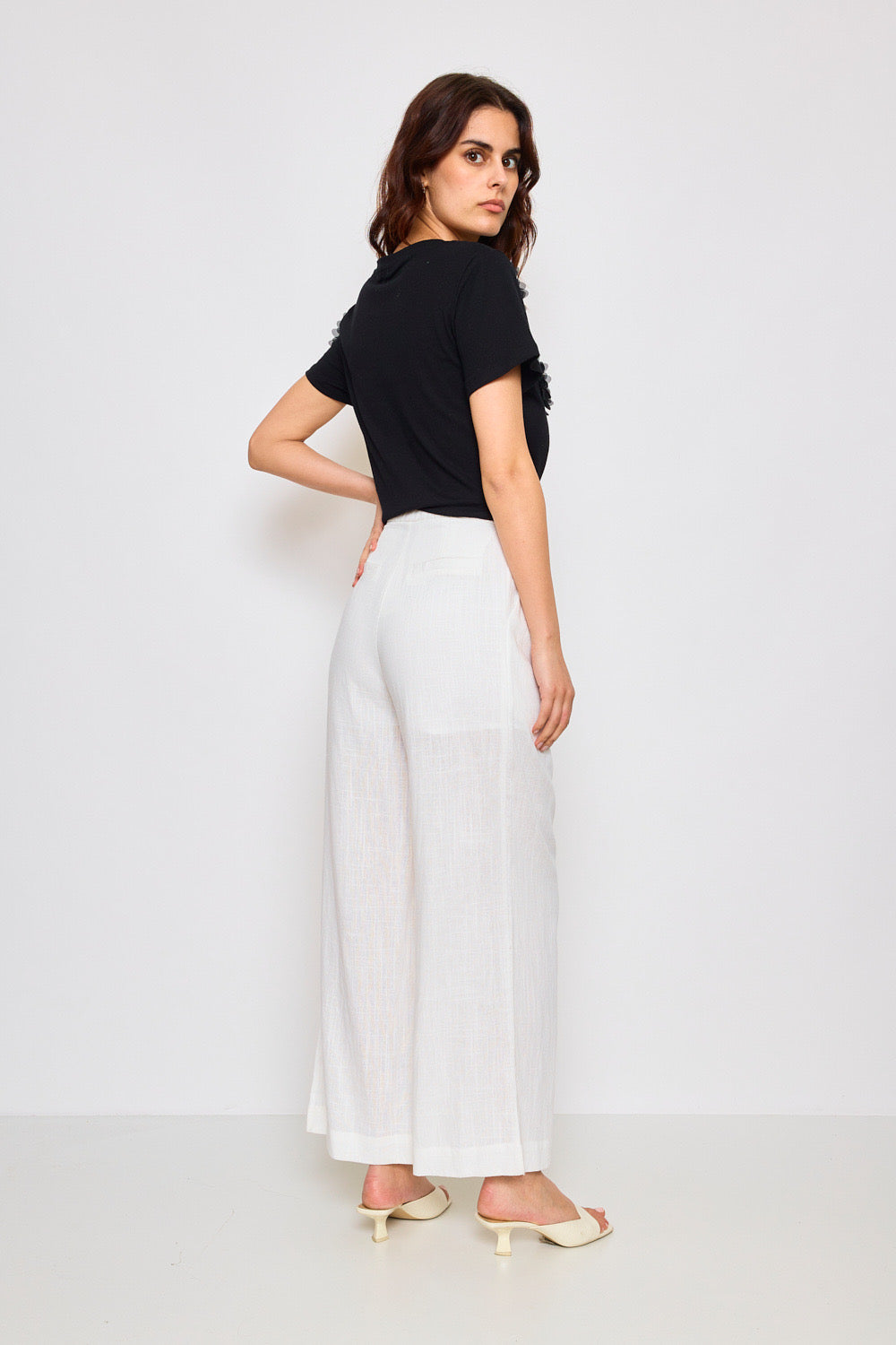 Pantalon coupe large en coton et lin 2431