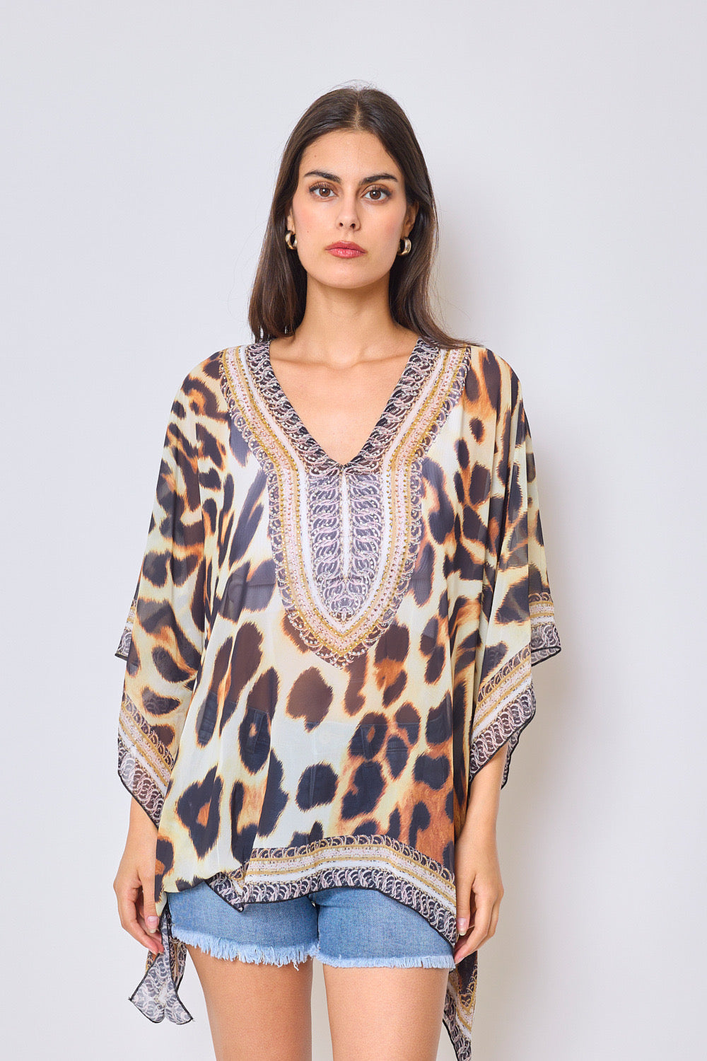 Printed top with rhinestones - 5376