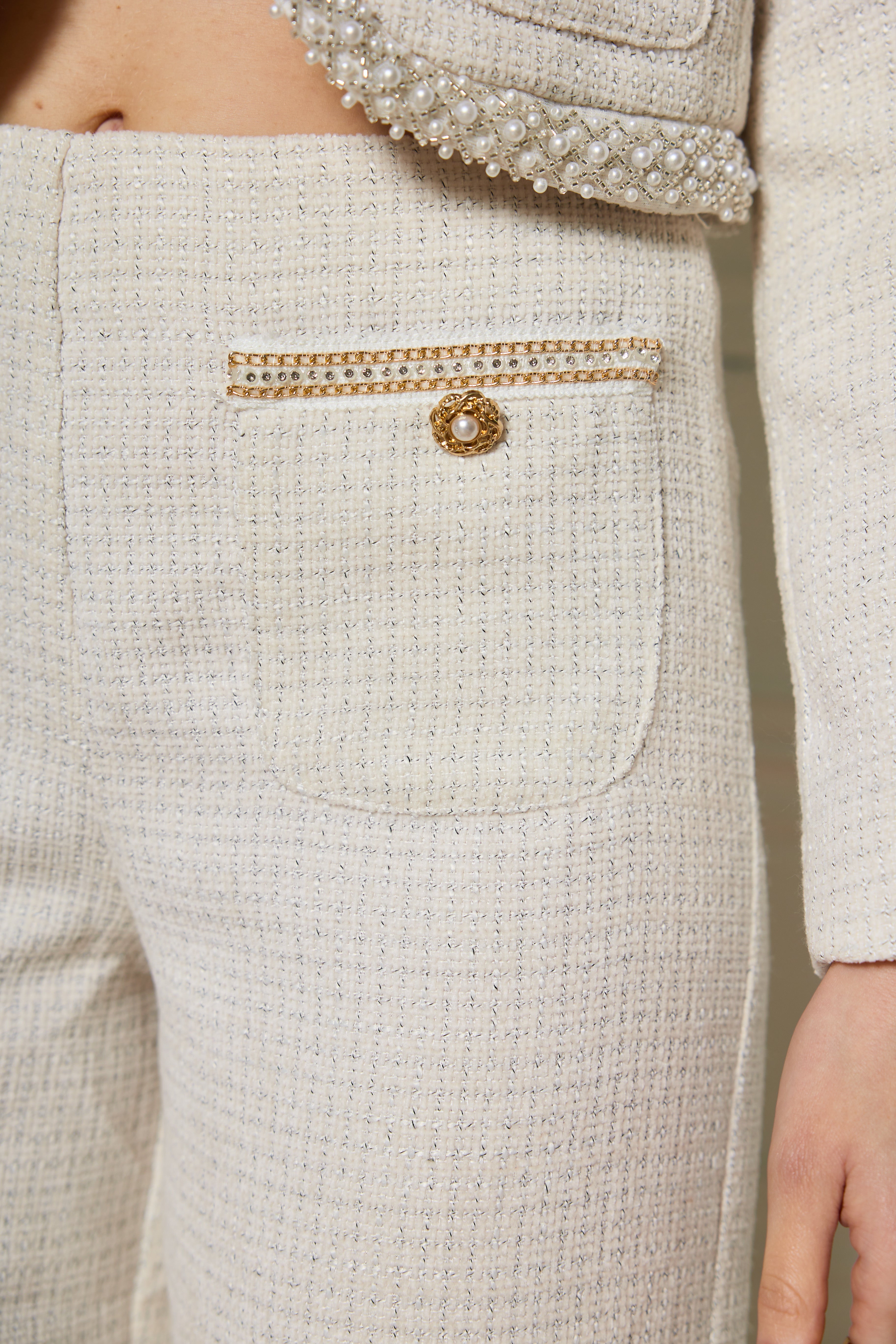 Pantalon en tweed à poches décoratives - 2553