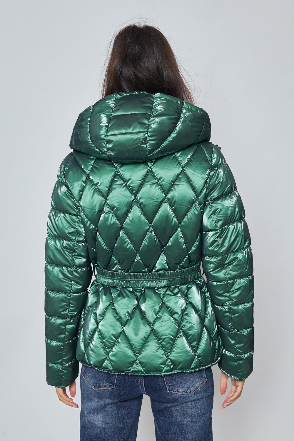 Shiny down jacket with hood - 1829