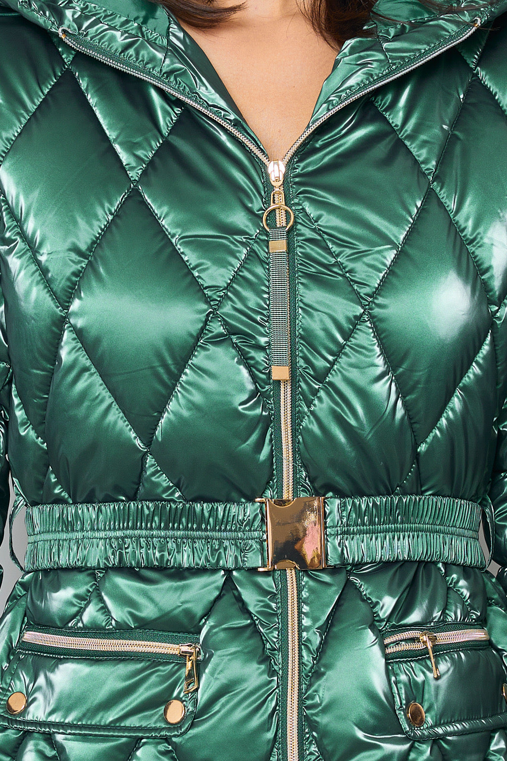 Shiny down jacket with hood - 1829