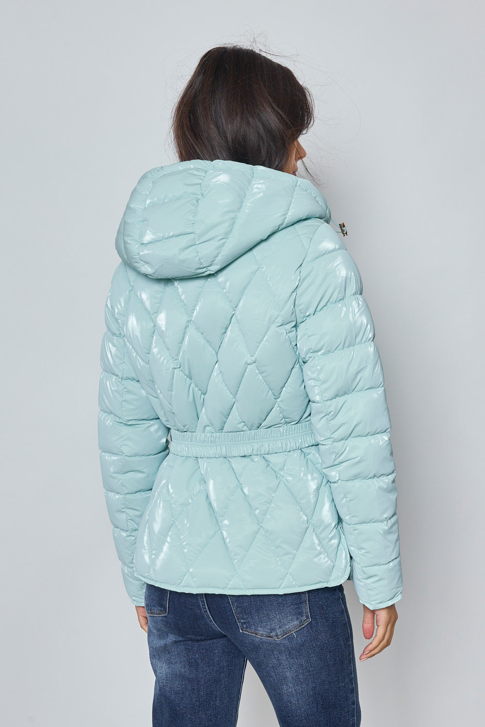 Shiny down jacket with hood - 1829