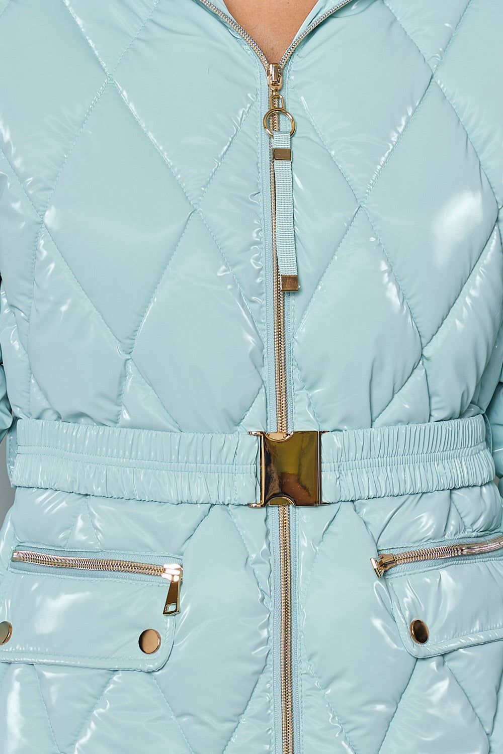 Shiny down jacket with hood - 1829