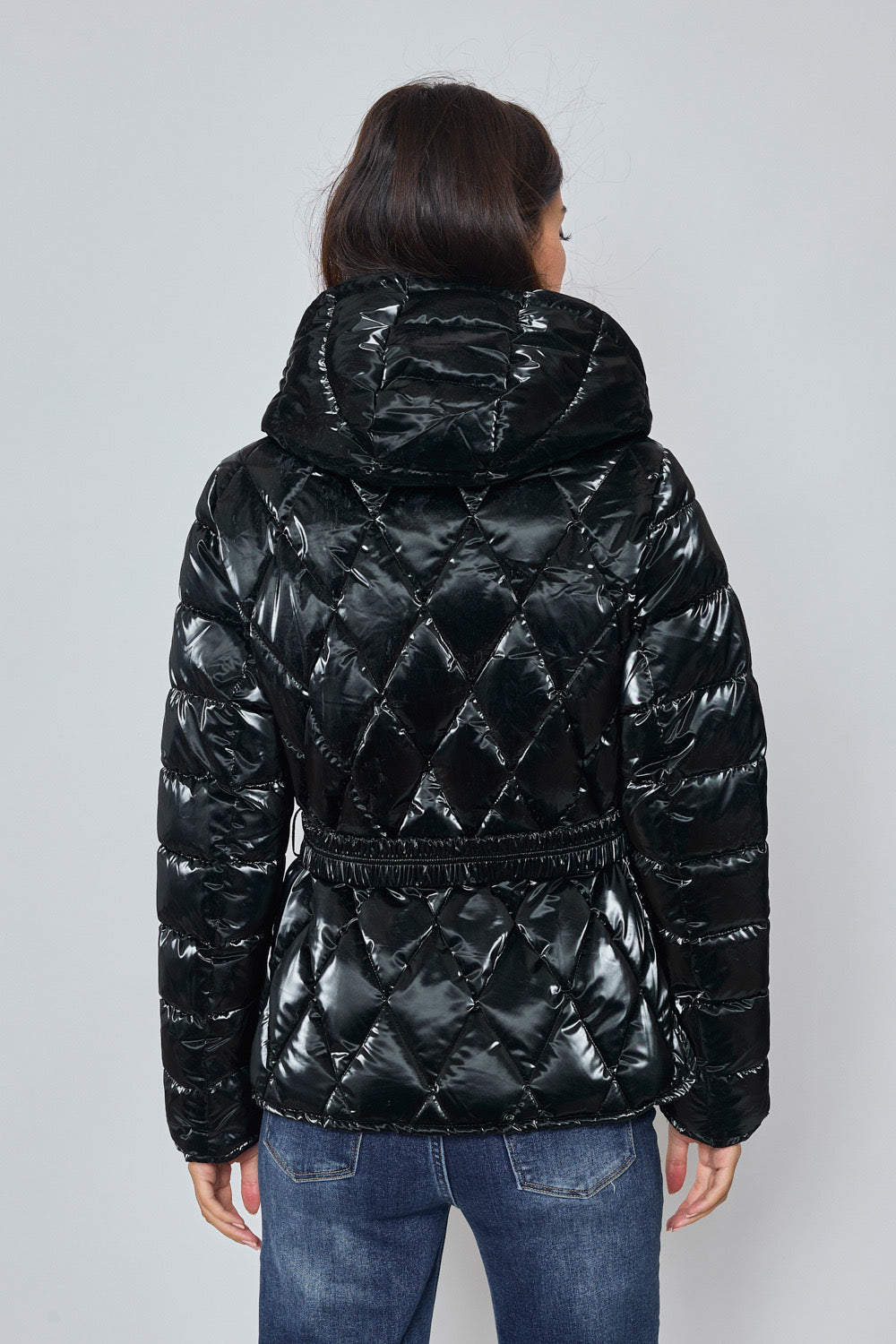 Shiny down jacket with hood - 1829