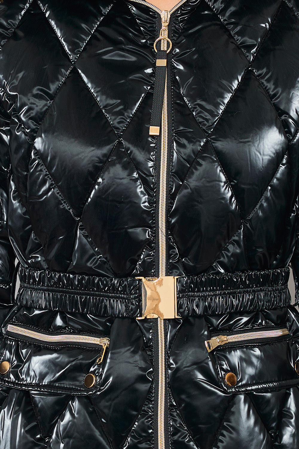 Shiny down jacket with hood - 1829