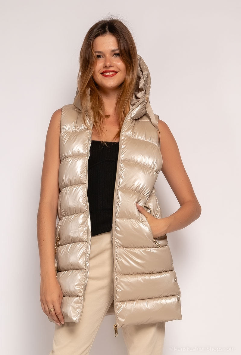 Shiny sleeveless down jacket - 1785