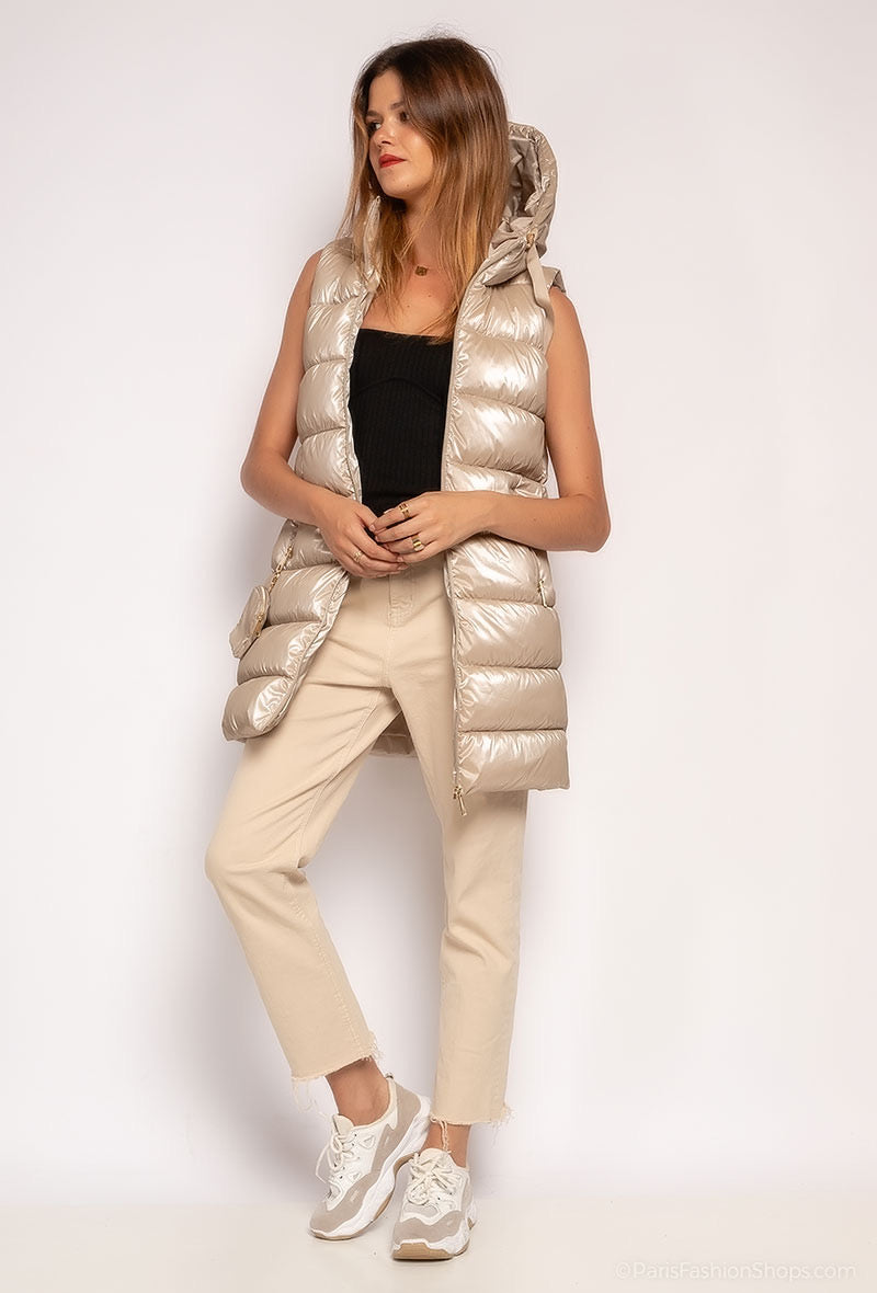 Shiny sleeveless down jacket - 1785