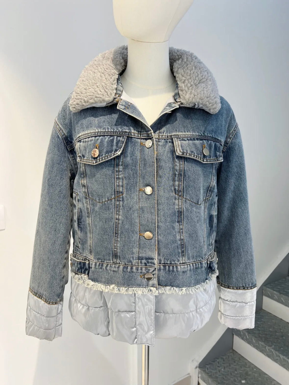 Veste en jeans bi-matière - 1776