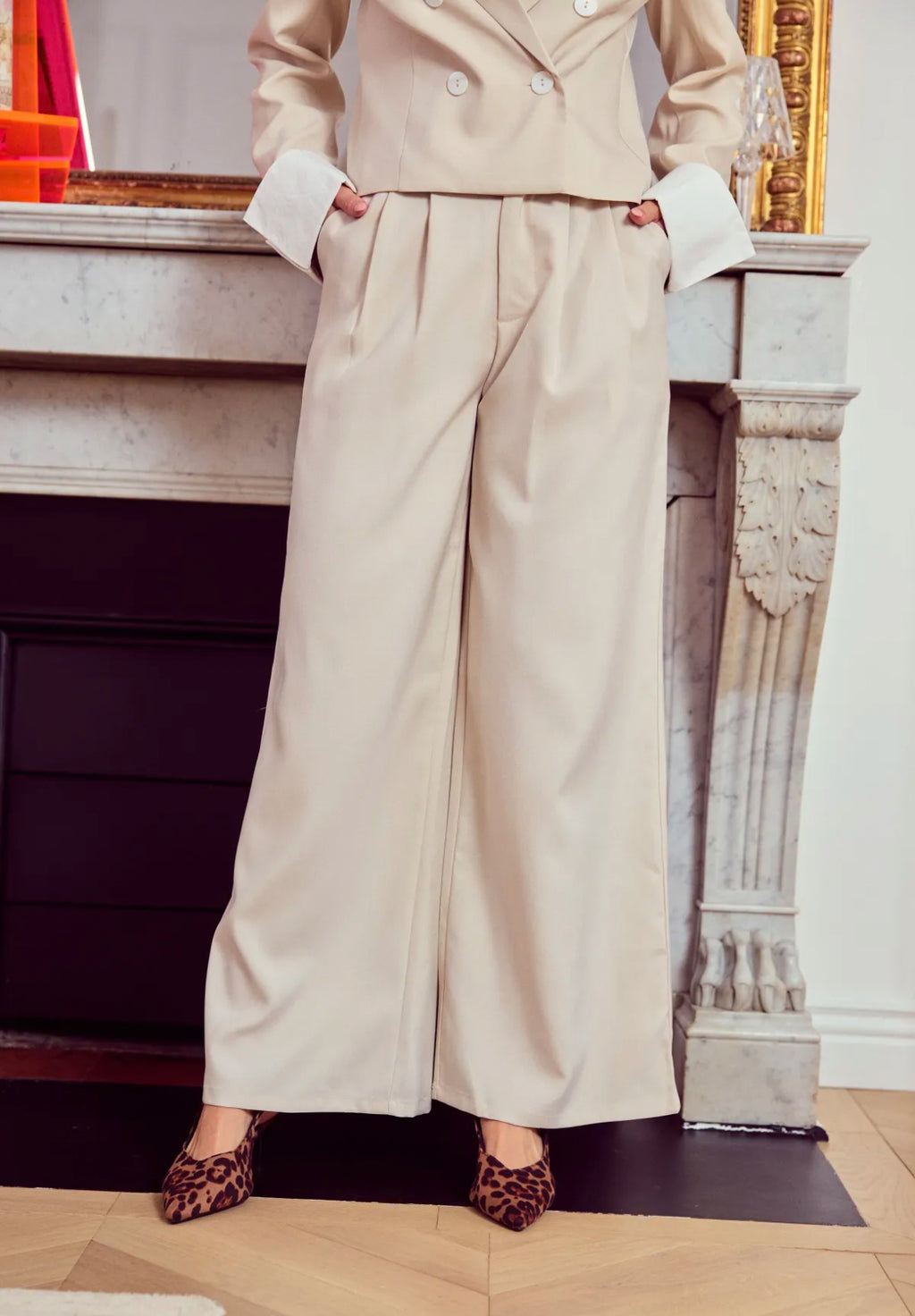 Pantalon évasé à pinces - 5634