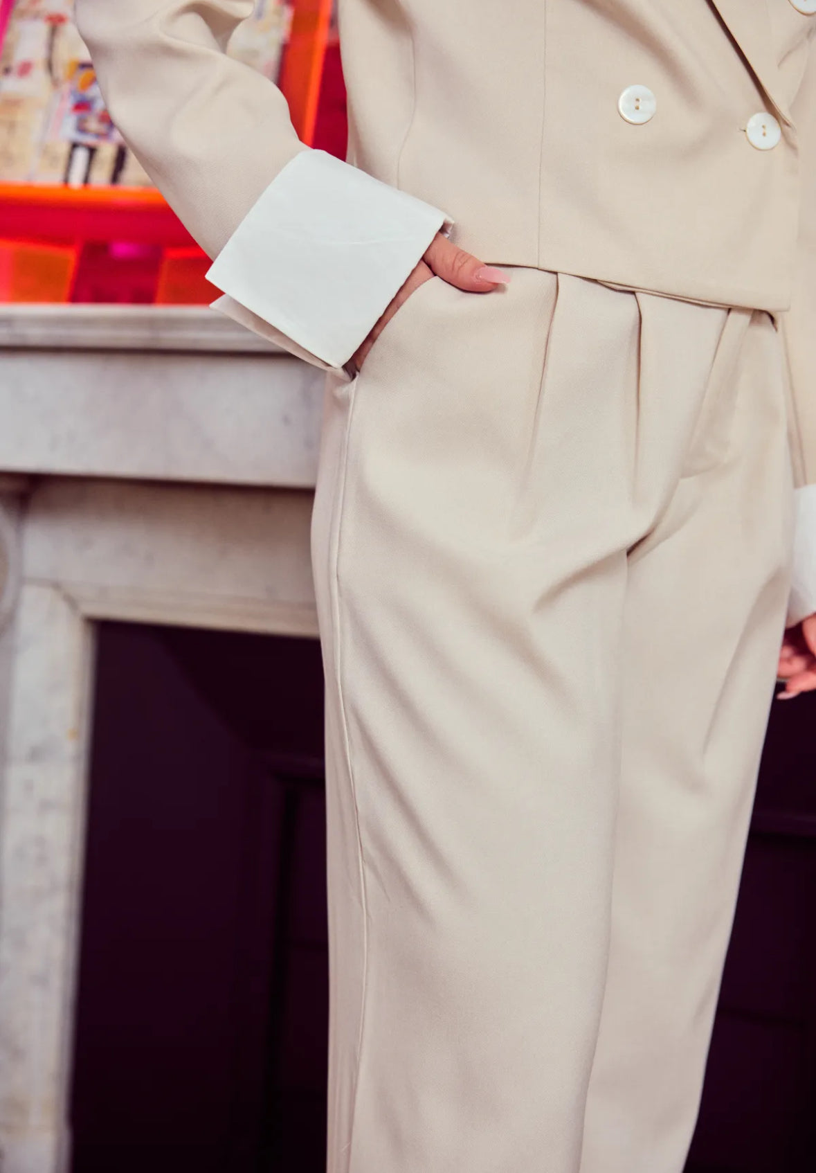 Pantalon évasé à pinces - 5634