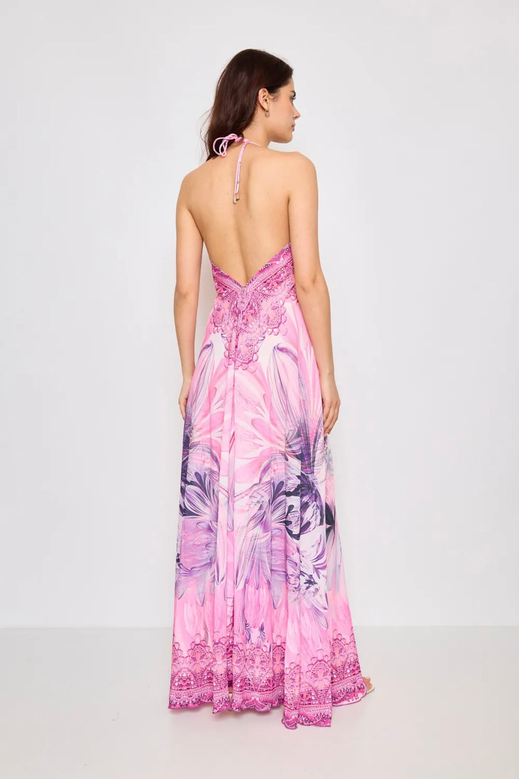 Robe longue dos nue avec strass - 5528